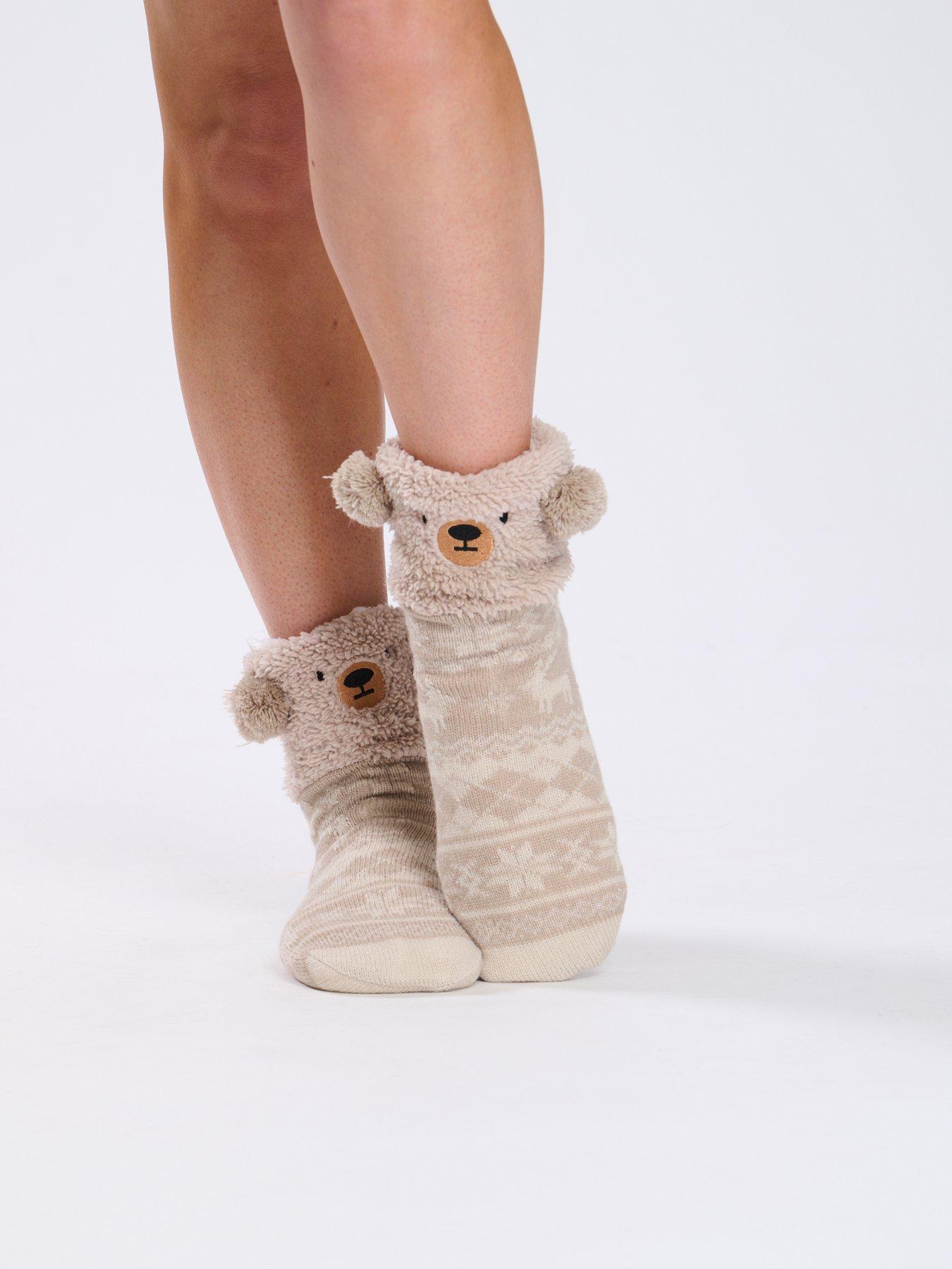 Image 2 of 4 of Loungeable Brown Teddy 3d Fairlaise Sock - Brown
