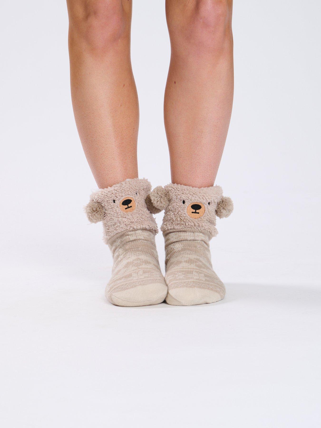Image 4 of 4 of Loungeable Brown Teddy 3d Fairlaise Sock - Brown