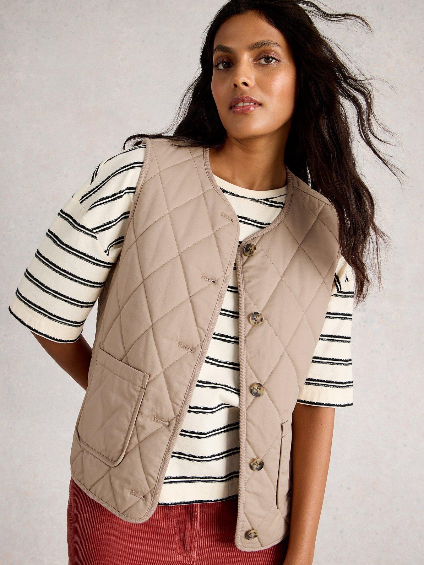 White Stuff Emily Quilted Gilet - Beige