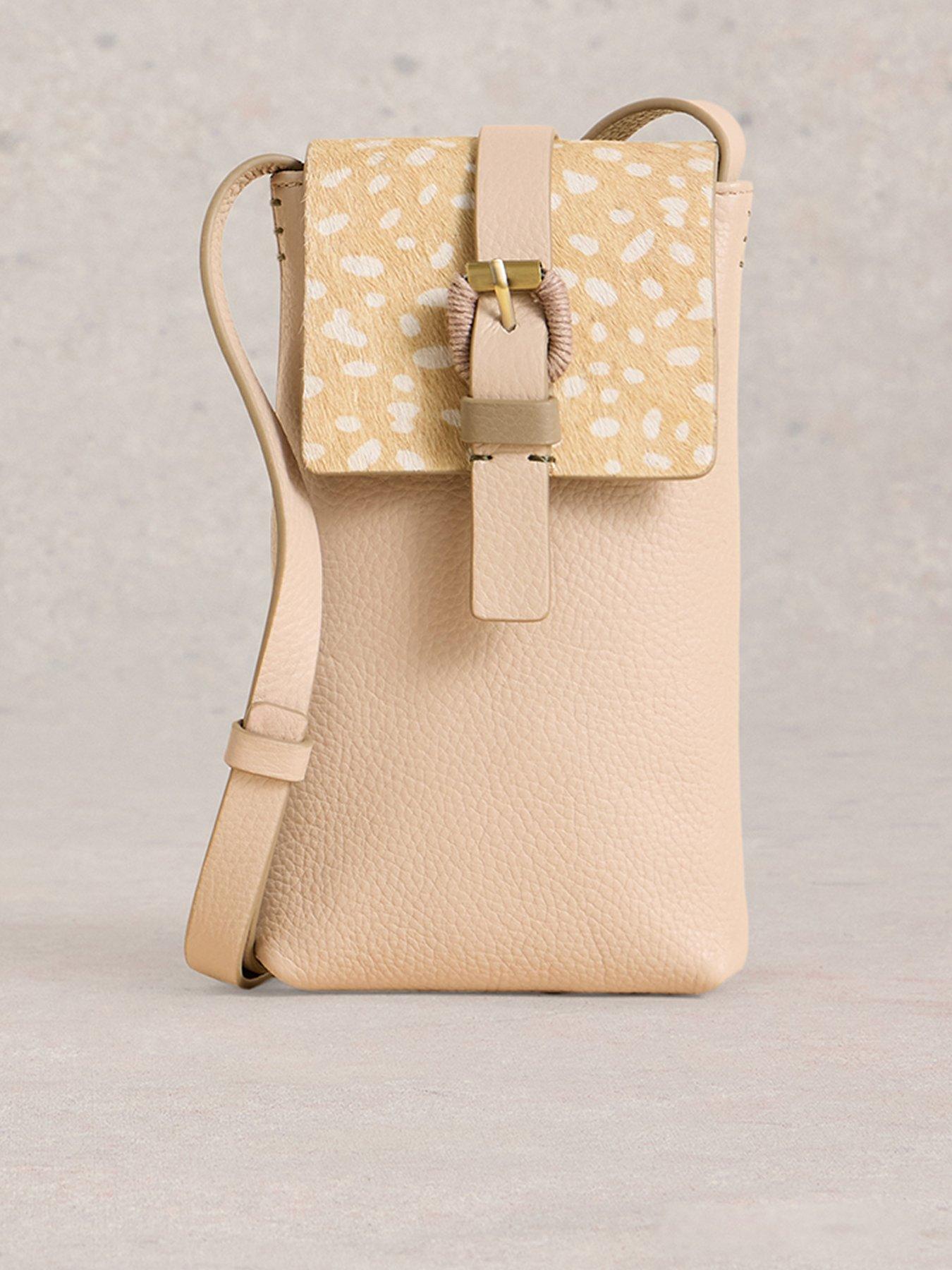 undefined Clara Buckle Leather Phone Bag - Beige