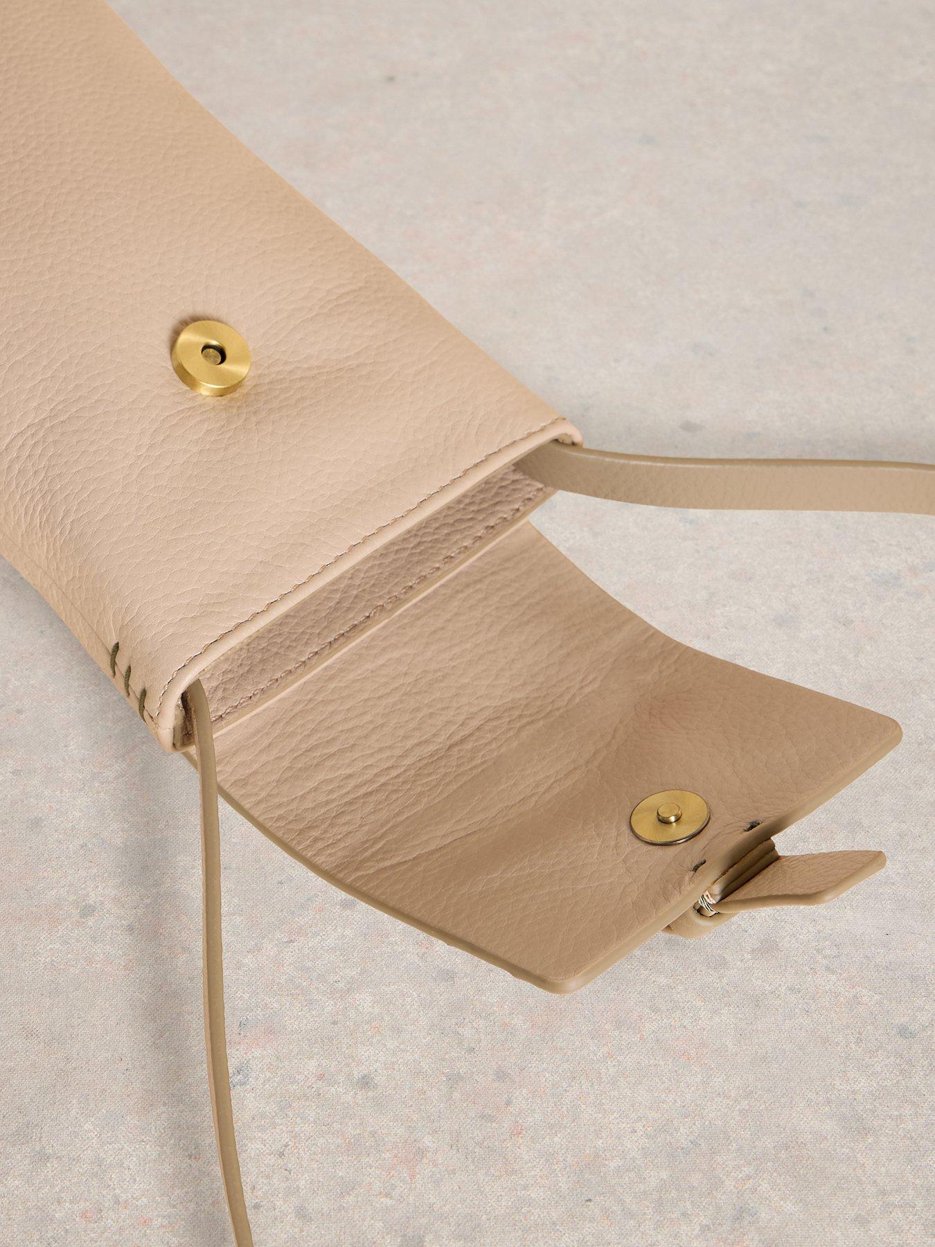 Image 4 of 4 of White Stuff Clara Buckle Leather Phone Bag - Beige