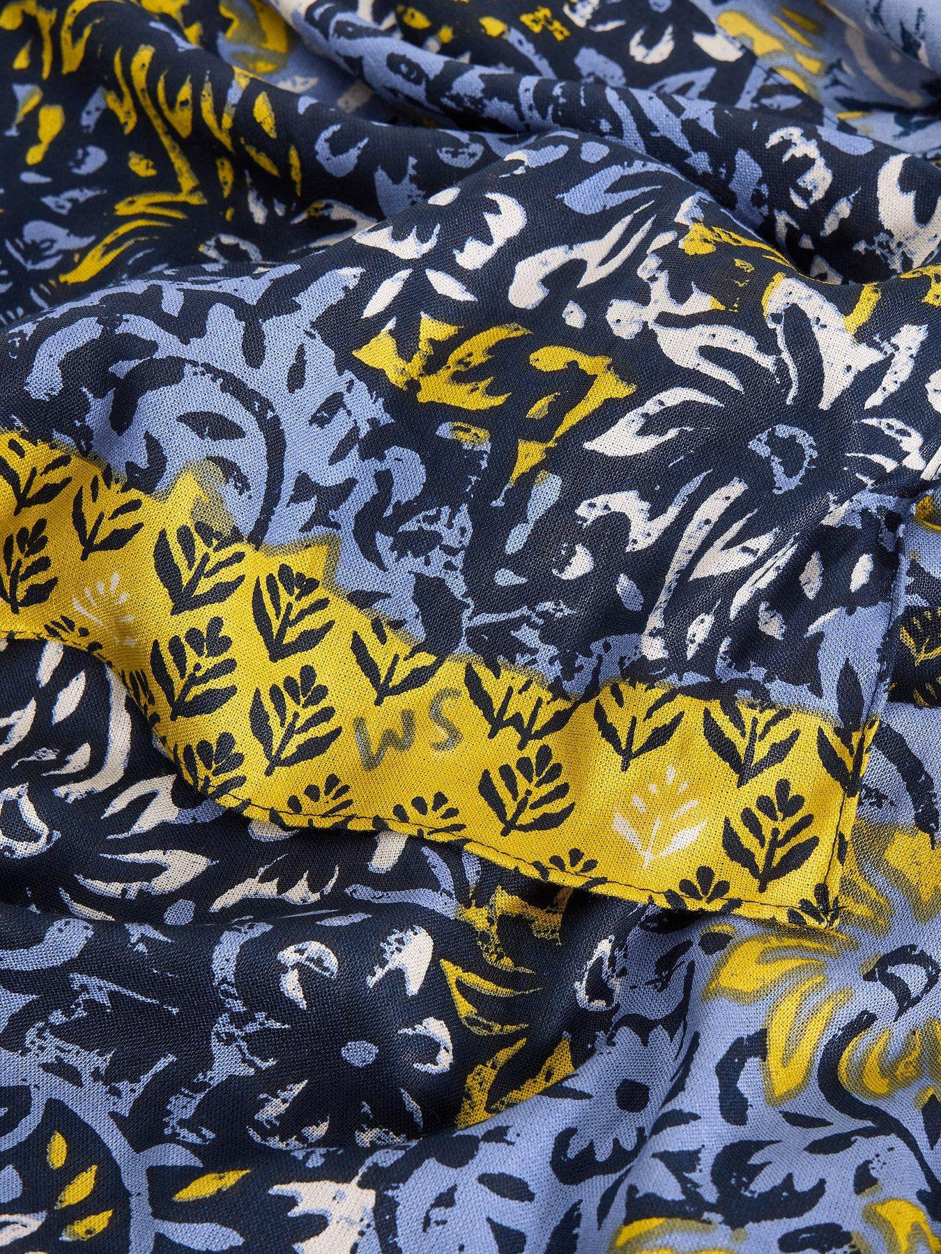 Image 3 of 3 of White Stuff Sophie Printed Scarf - Blue