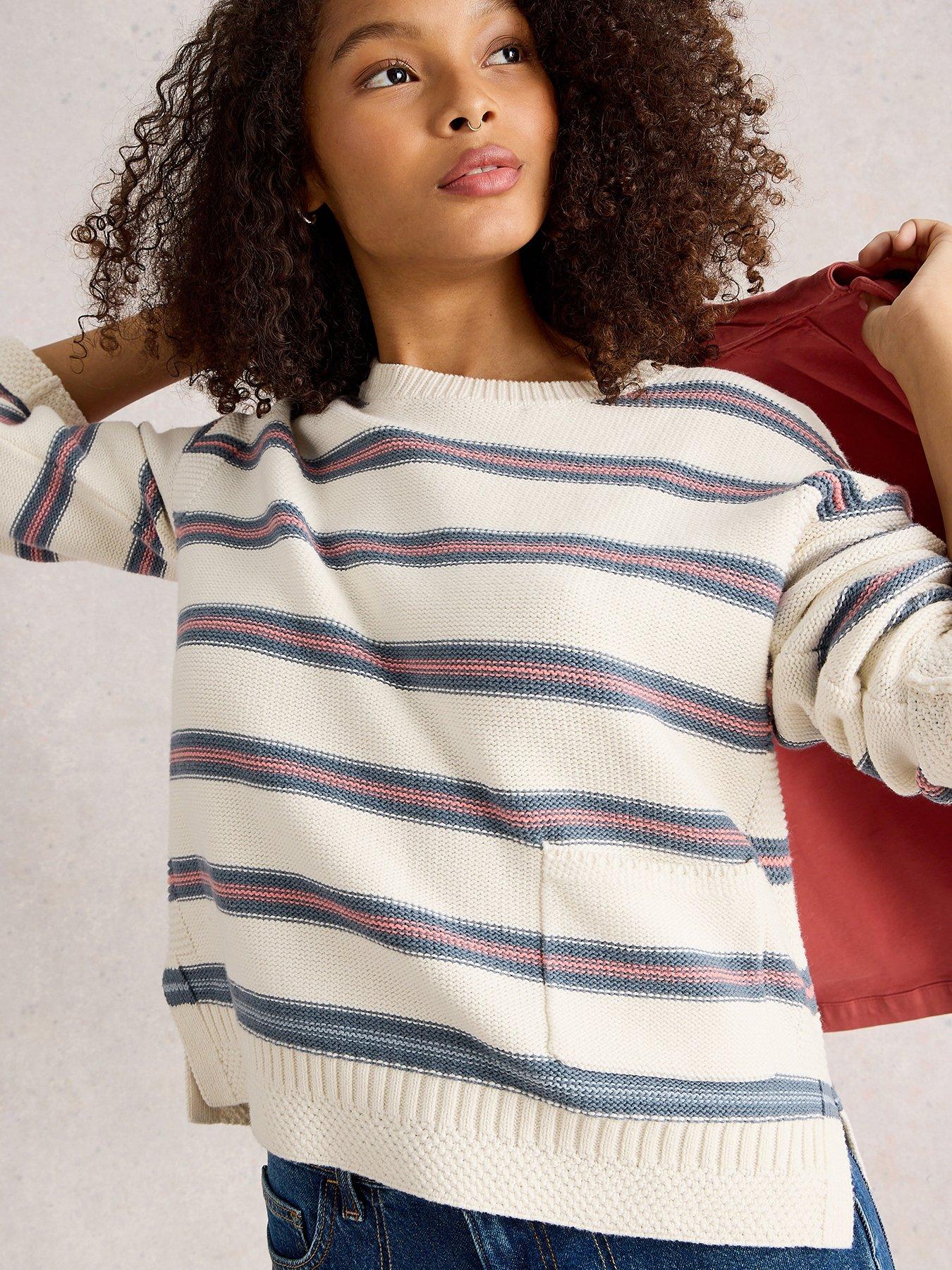 undefined Victoria Stripe Jumper - White
