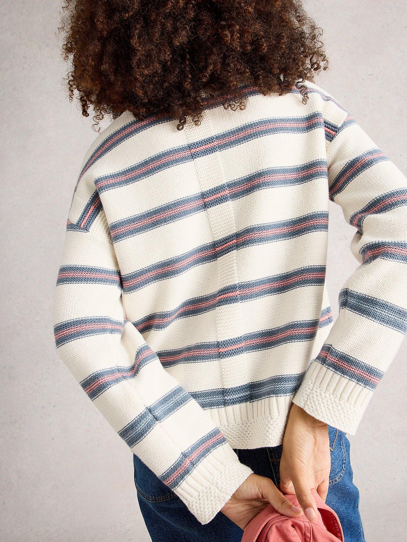Image 2 of 6 of White Stuff Victoria Stripe Jumper - White