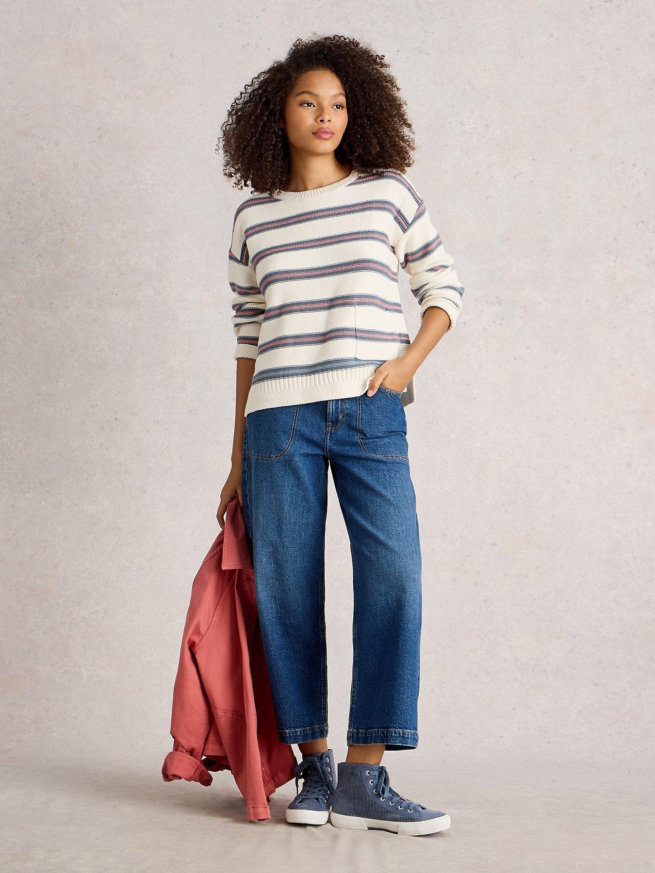 Image 3 of 6 of White Stuff Victoria Stripe Jumper - White