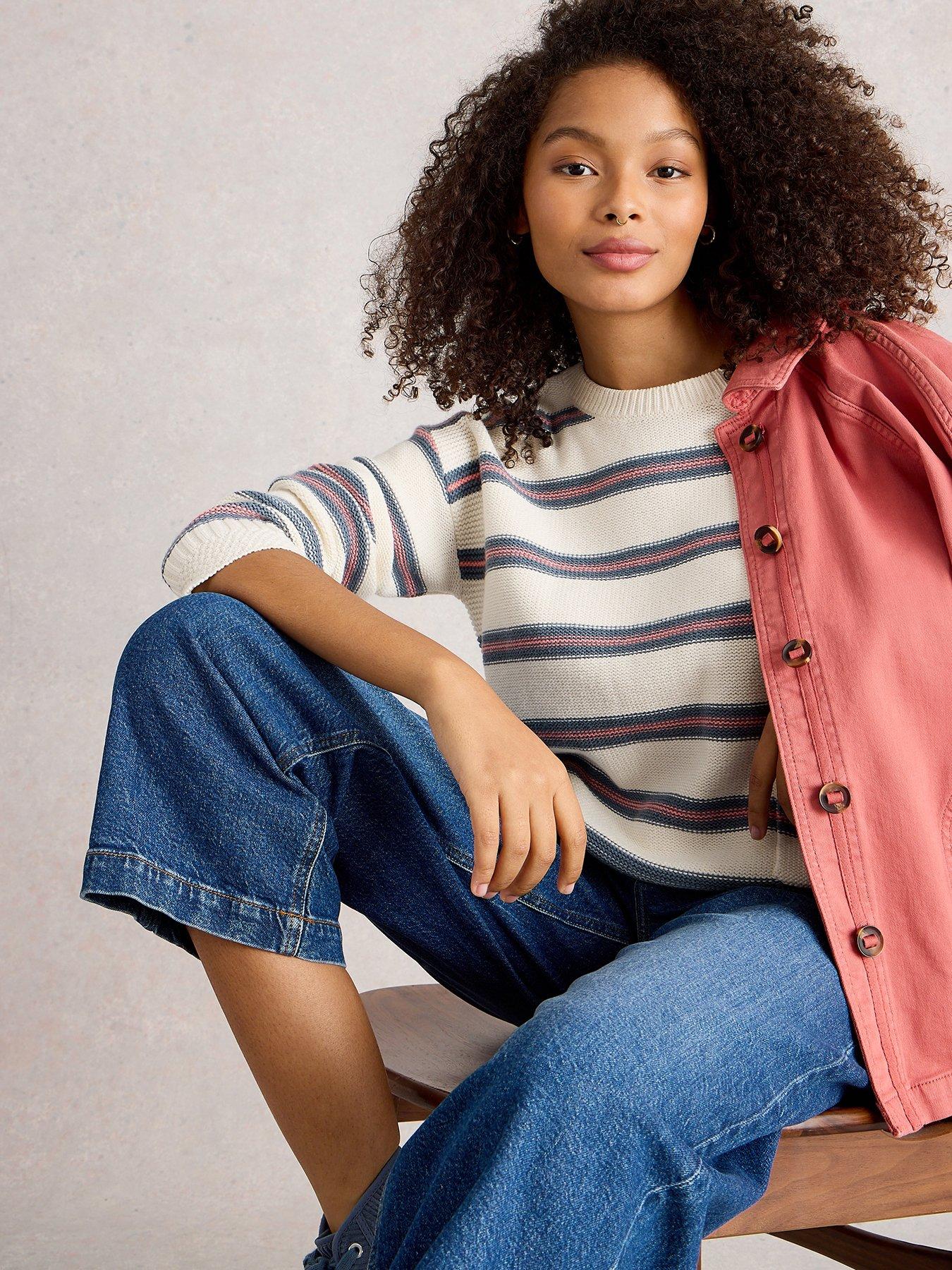 Image 4 of 6 of White Stuff Victoria Stripe Jumper - White