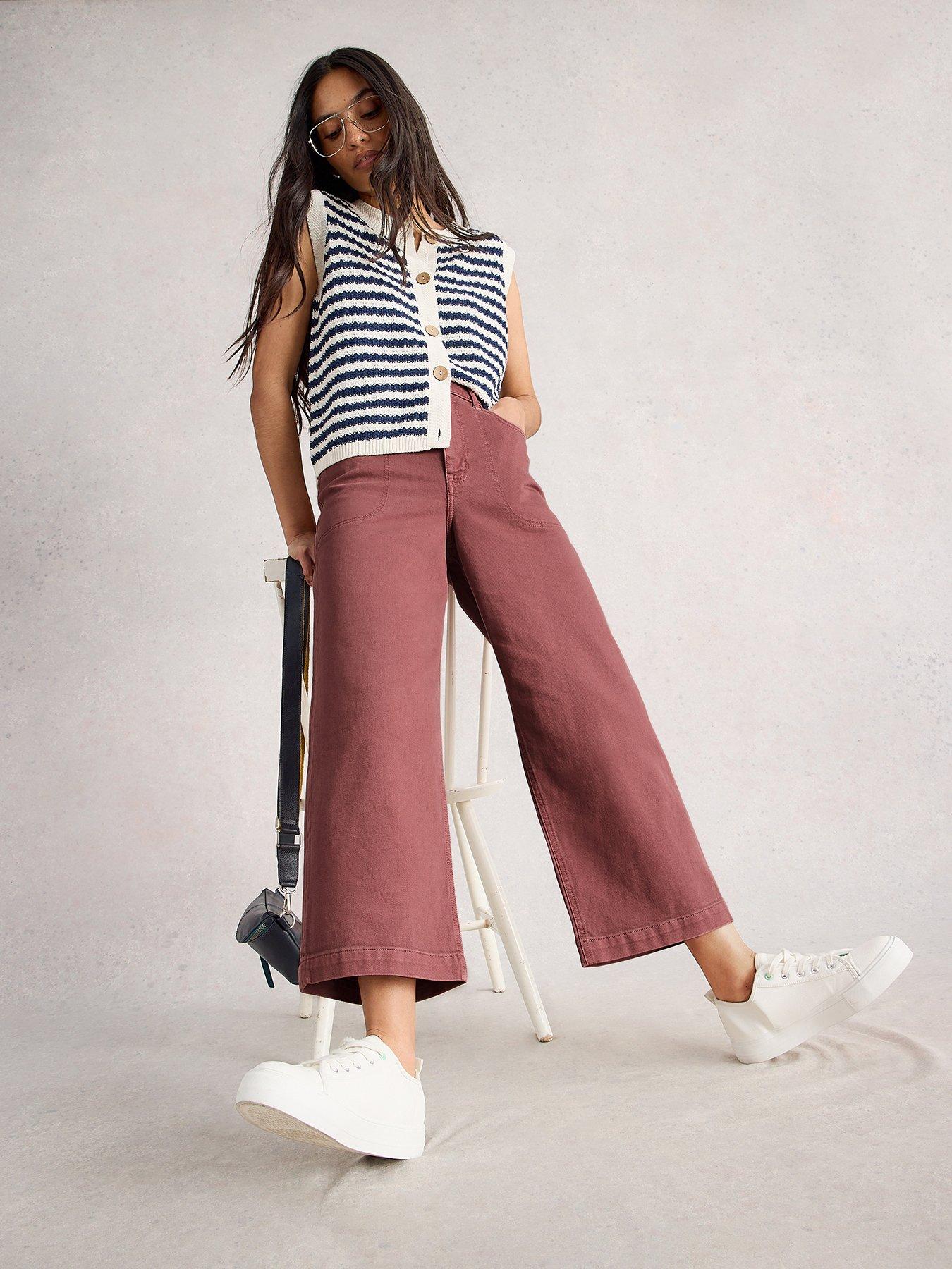undefined Tia Wide Leg Crop Jean - Pink