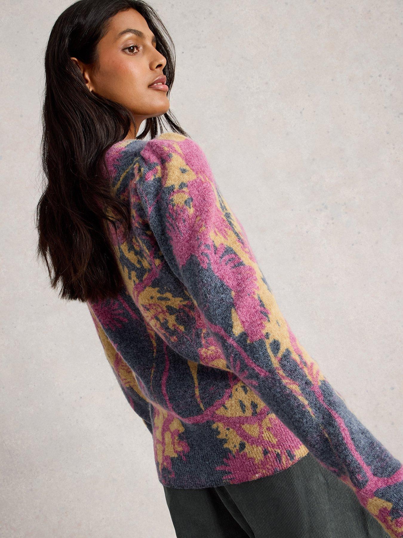 Image 2 of 6 of White Stuff Jodie Printed Jumper - Navy