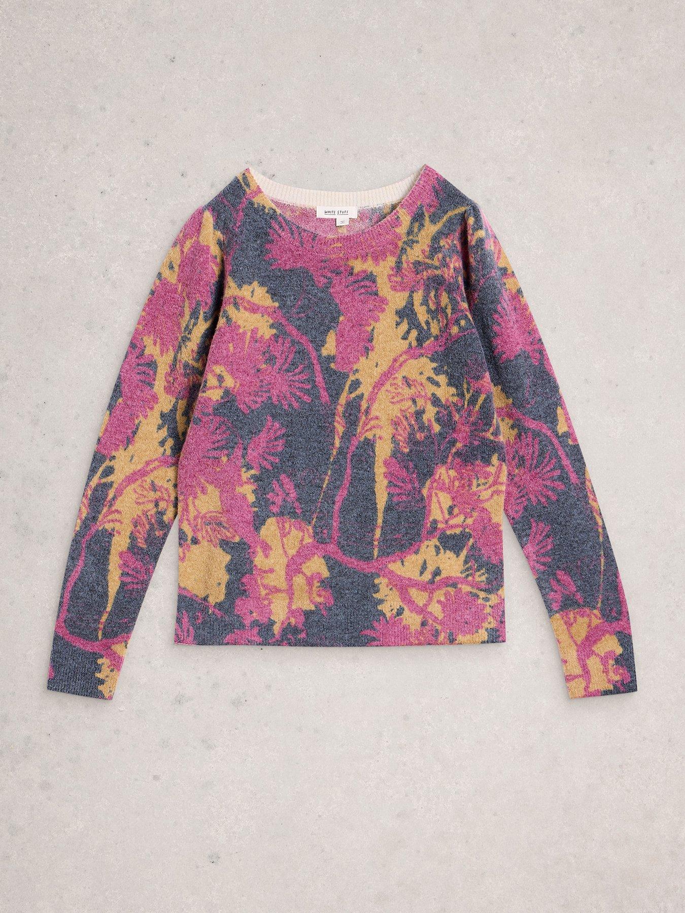 Image 5 of 6 of White Stuff Jodie Printed Jumper - Navy