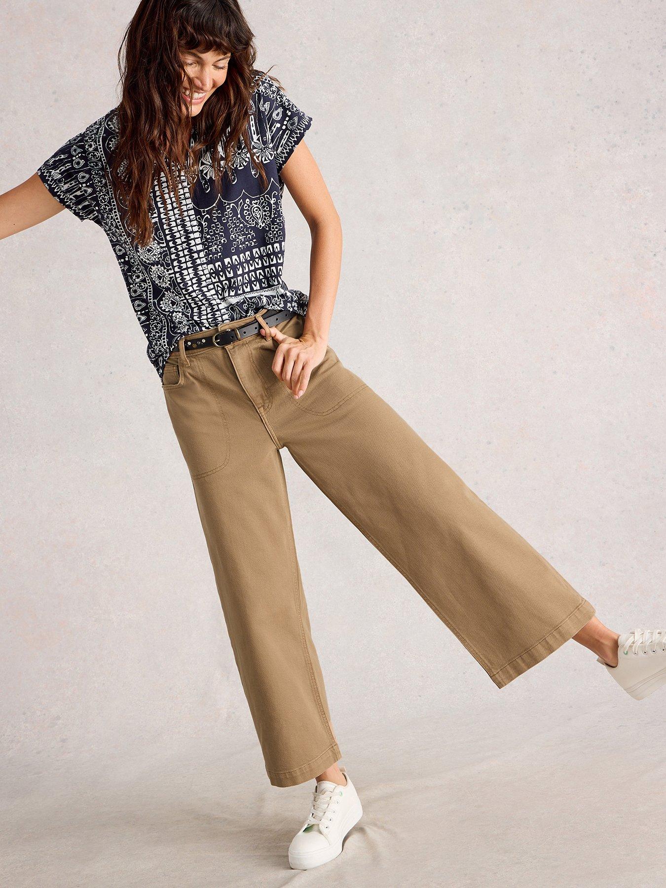 undefined Tia Wide Leg Crop Jean - Beige