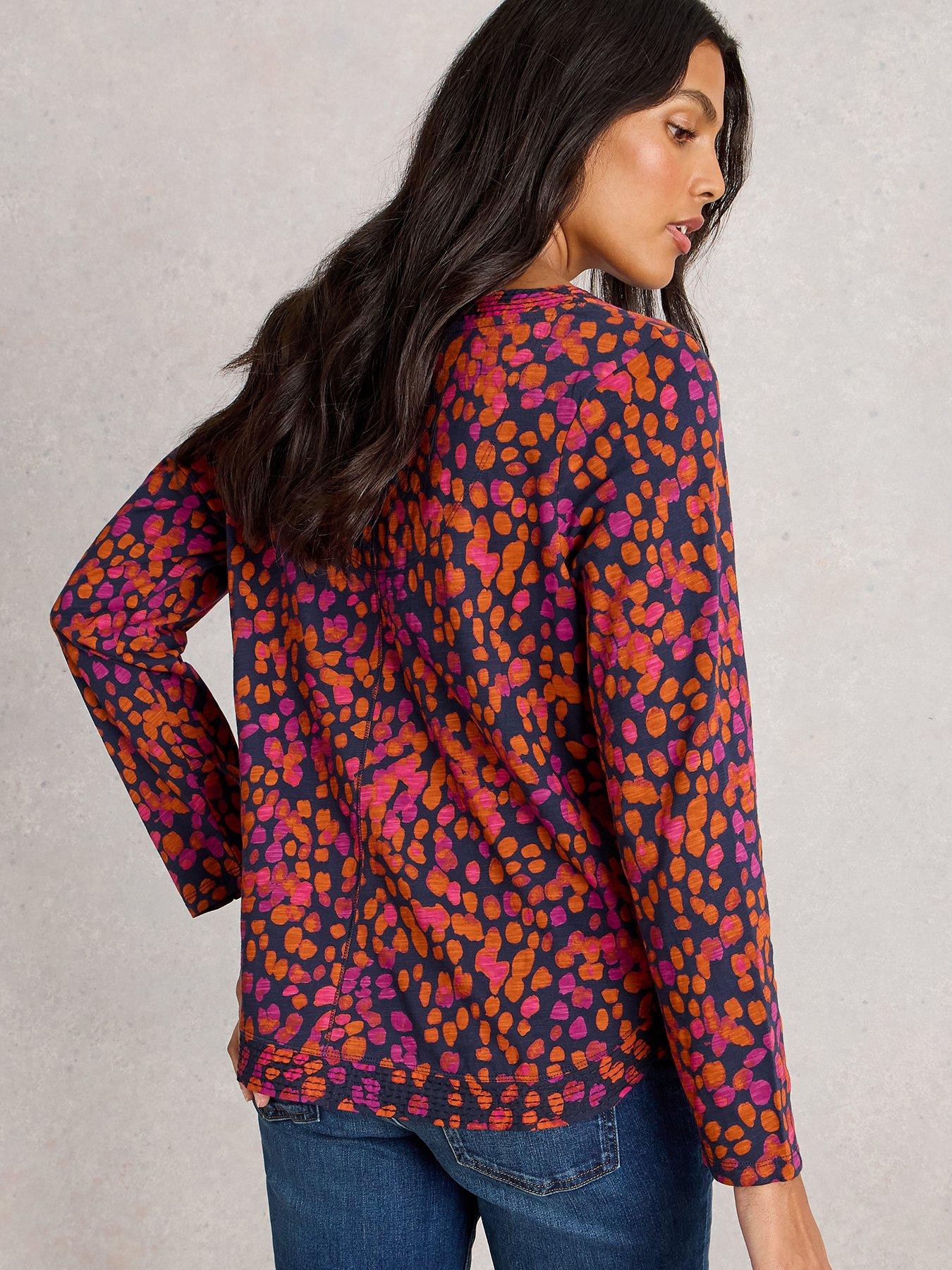 Image 2 of 6 of White Stuff Weaver Notch Long Sleeve Top - Navy