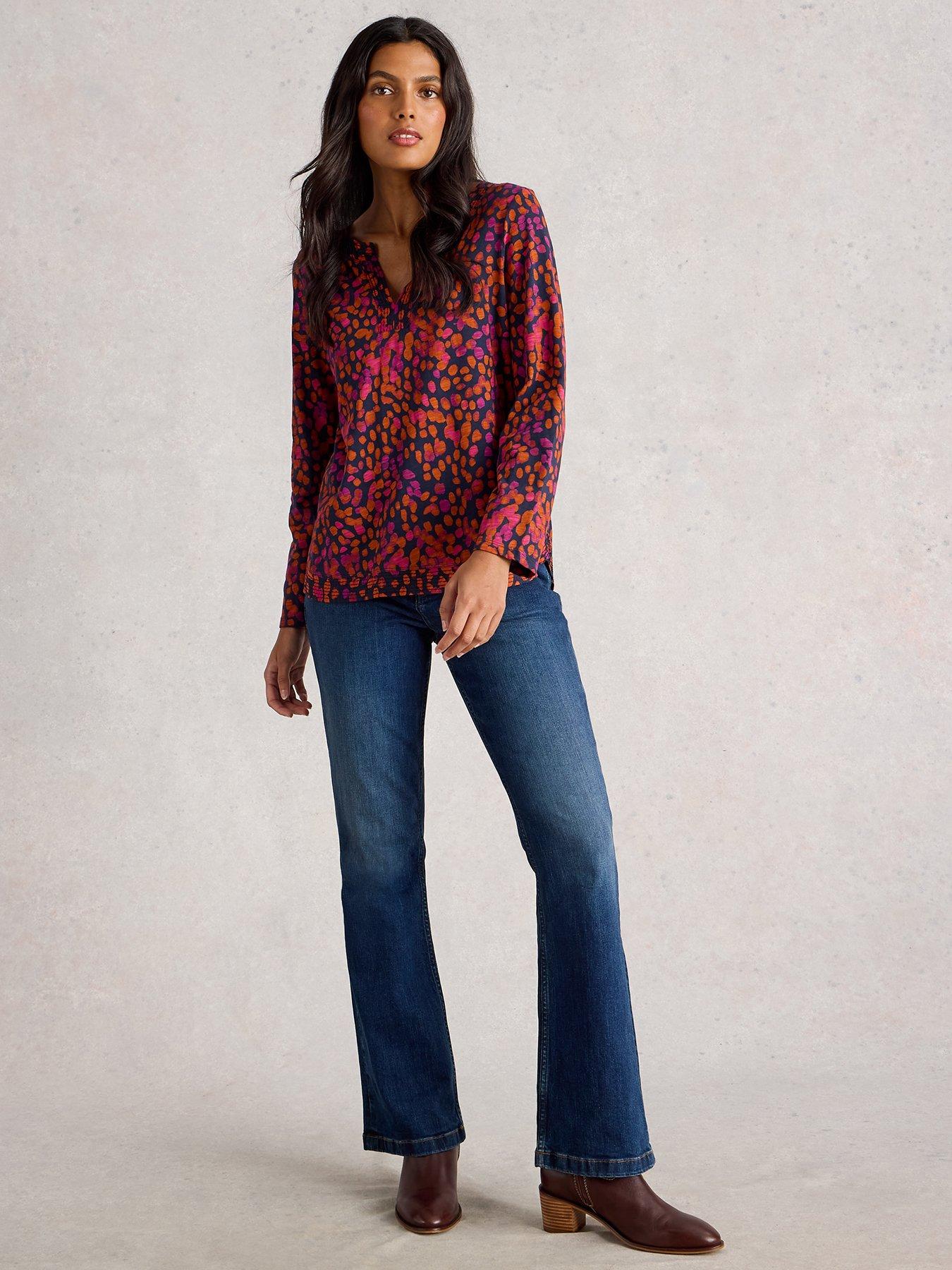 Image 3 of 6 of White Stuff Weaver Notch Long Sleeve Top - Navy