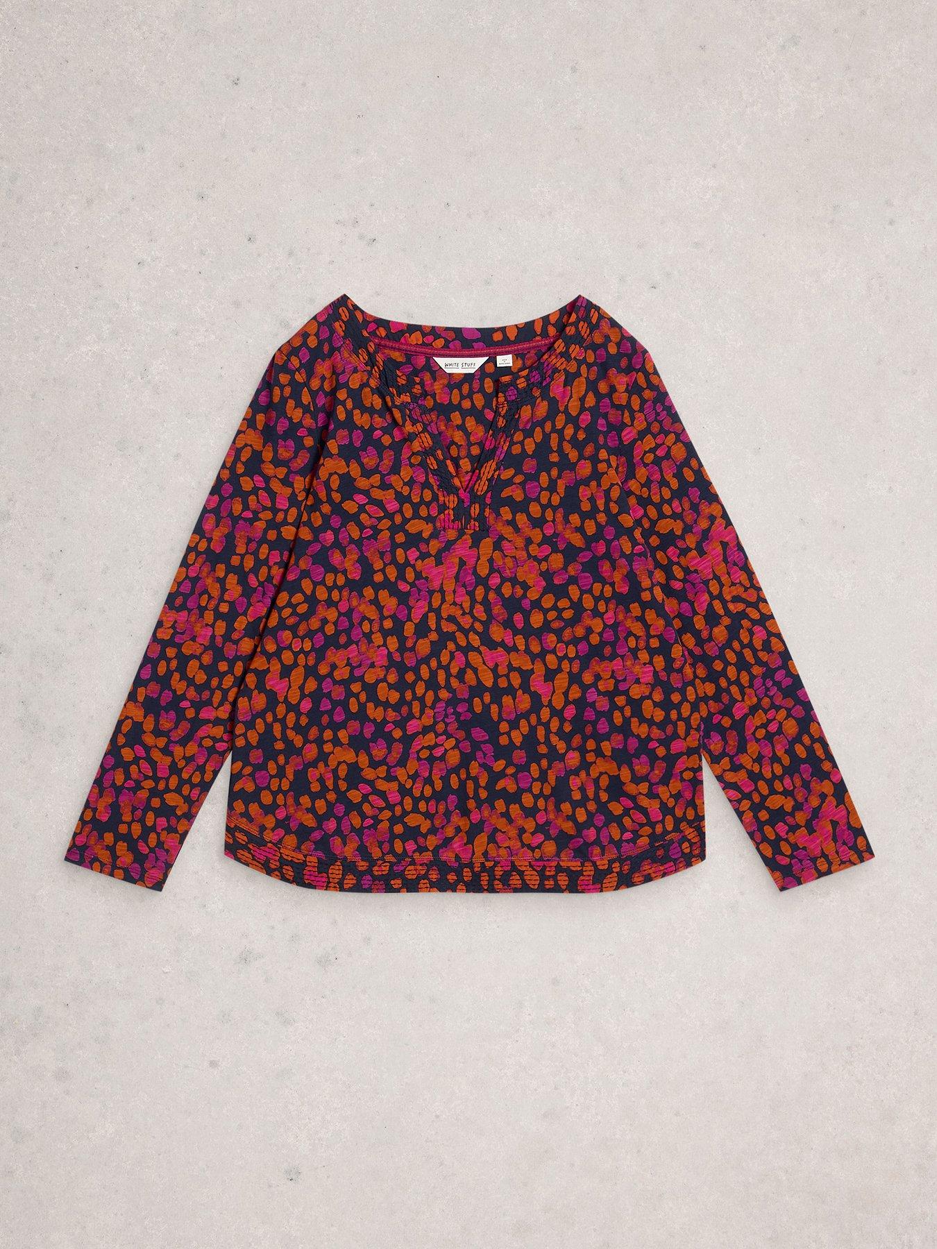 Image 5 of 6 of White Stuff Weaver Notch Long Sleeve Top - Navy