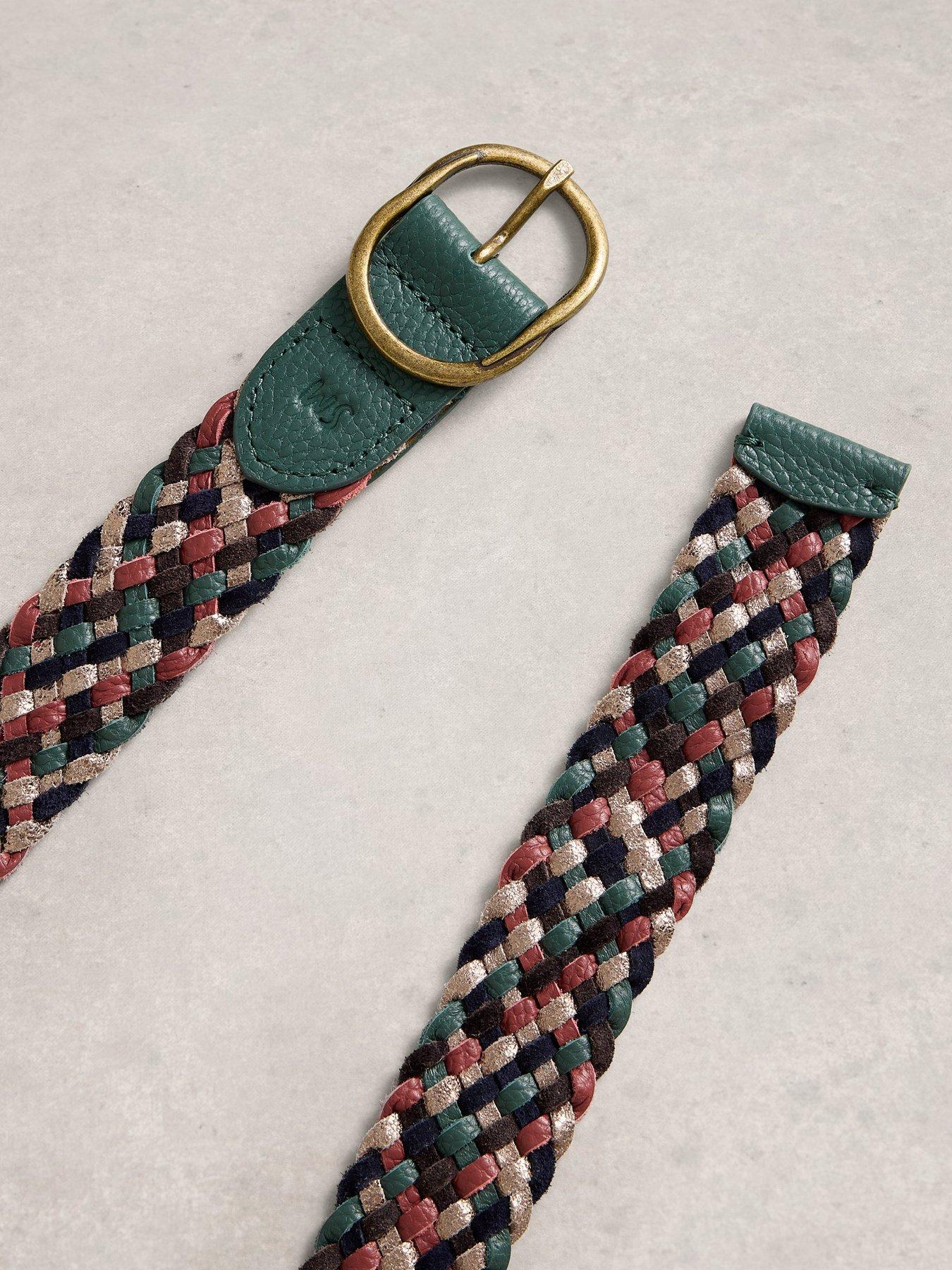 Image 2 of 3 of White Stuff Leather Weave Belt - Green