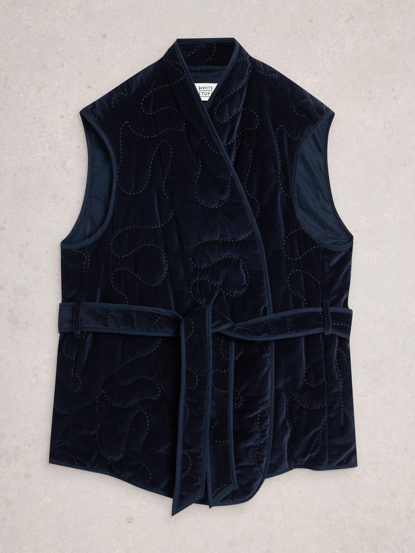Image 5 of 6 of White Stuff Gigi Velvet Quilted Gilet - Navy