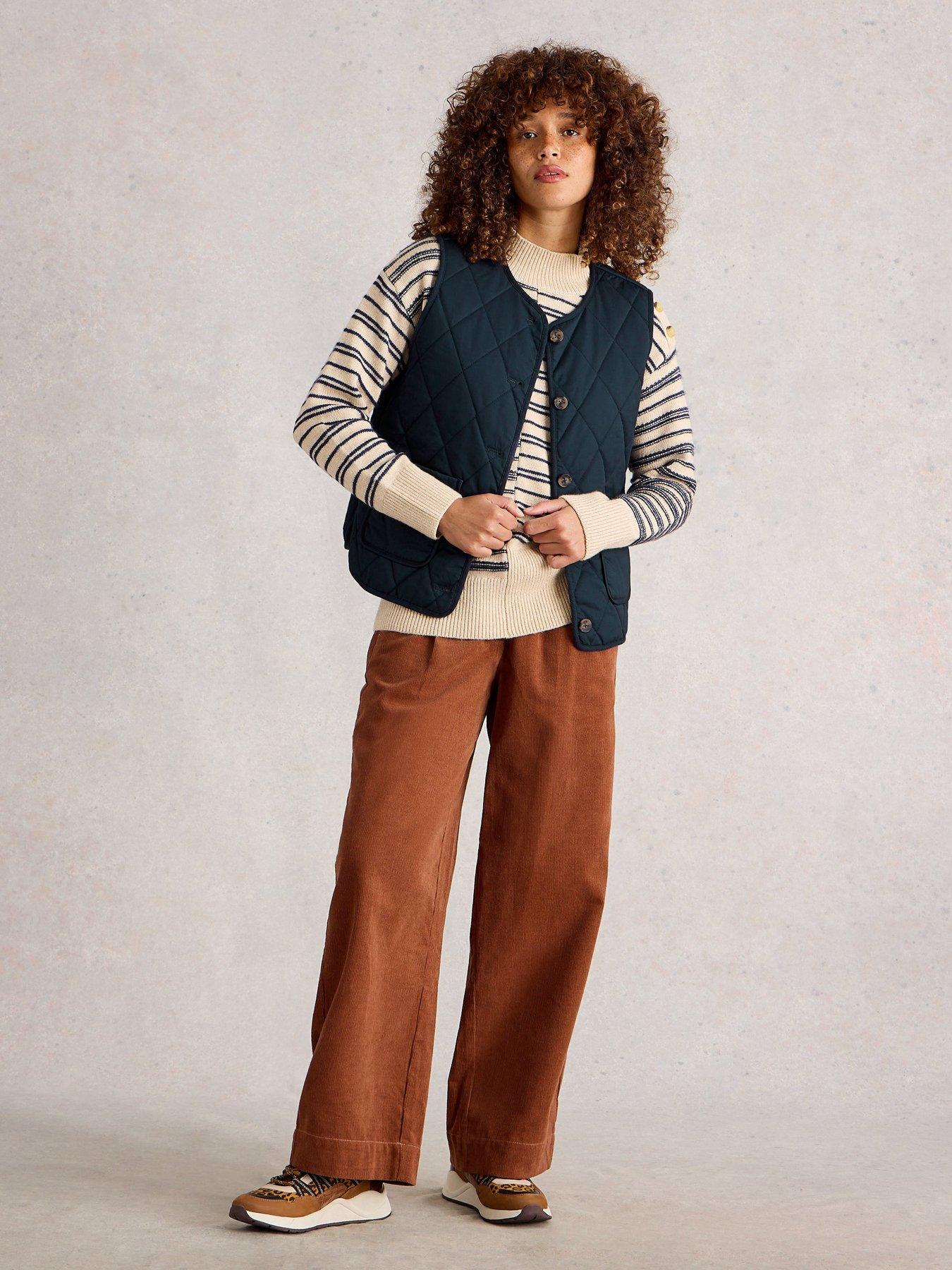 Image 1 of 6 of White Stuff Emily Quilted Gilet - Navy