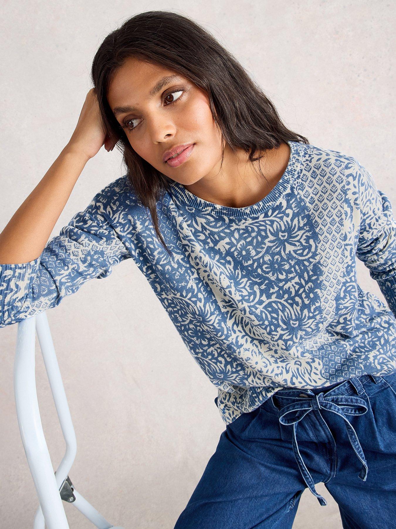 Image 4 of 6 of White Stuff Olive Print Jumper - Blue