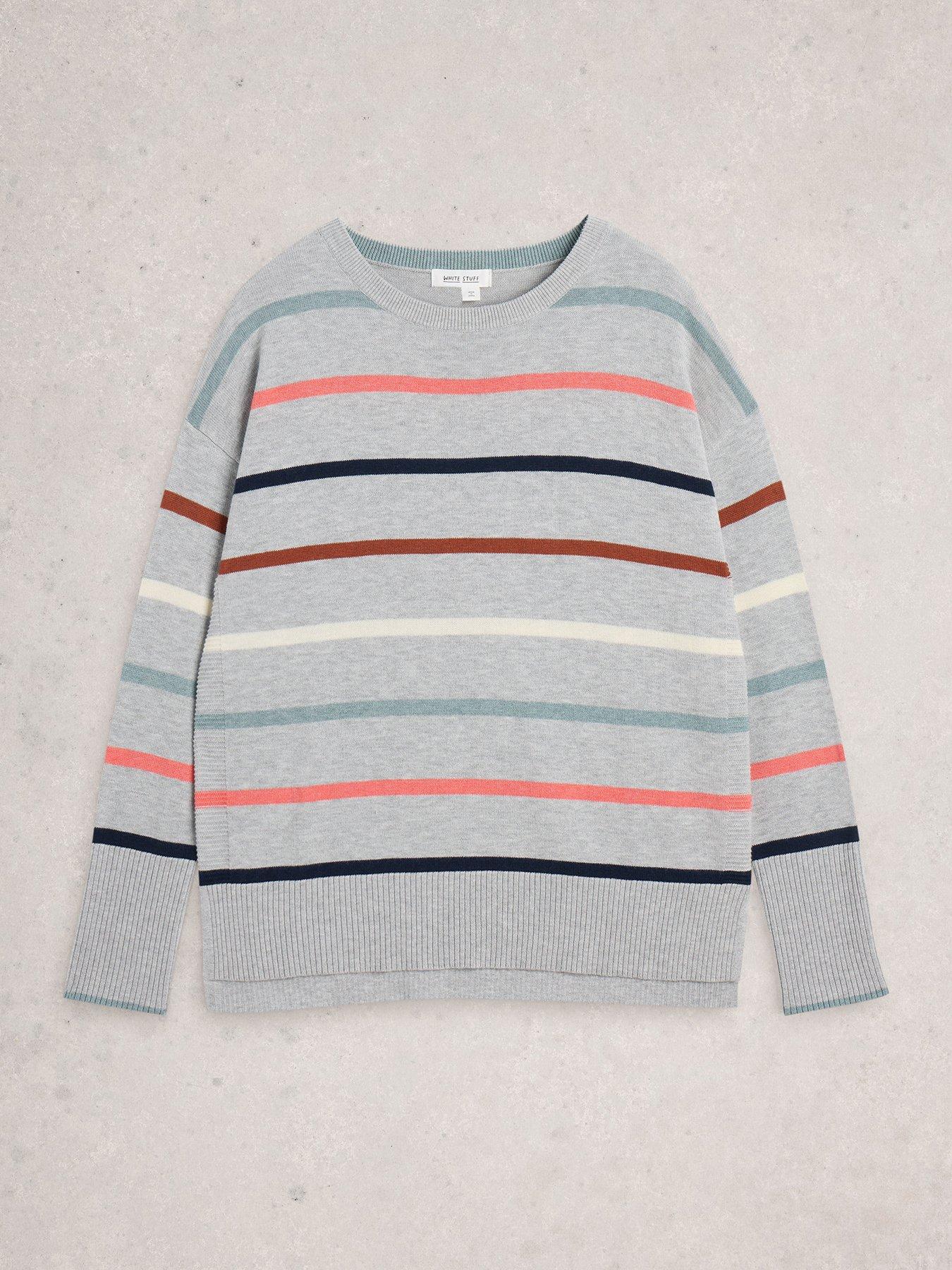 Image 5 of 6 of White Stuff Olive Stripe Jumper - Grey