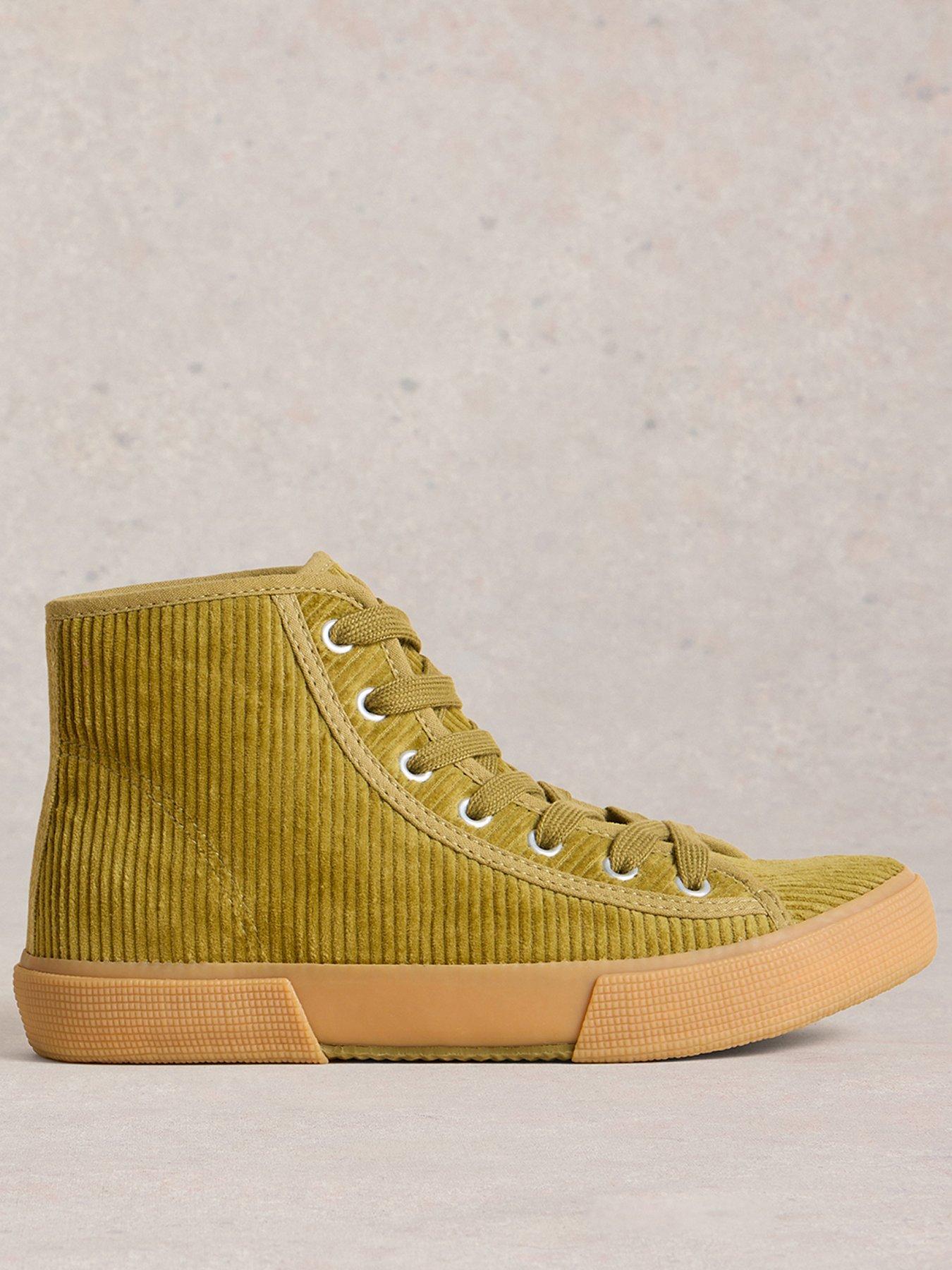 Image 1 of 4 of White Stuff Pippa Cord Hi-Top Trainer - Green
