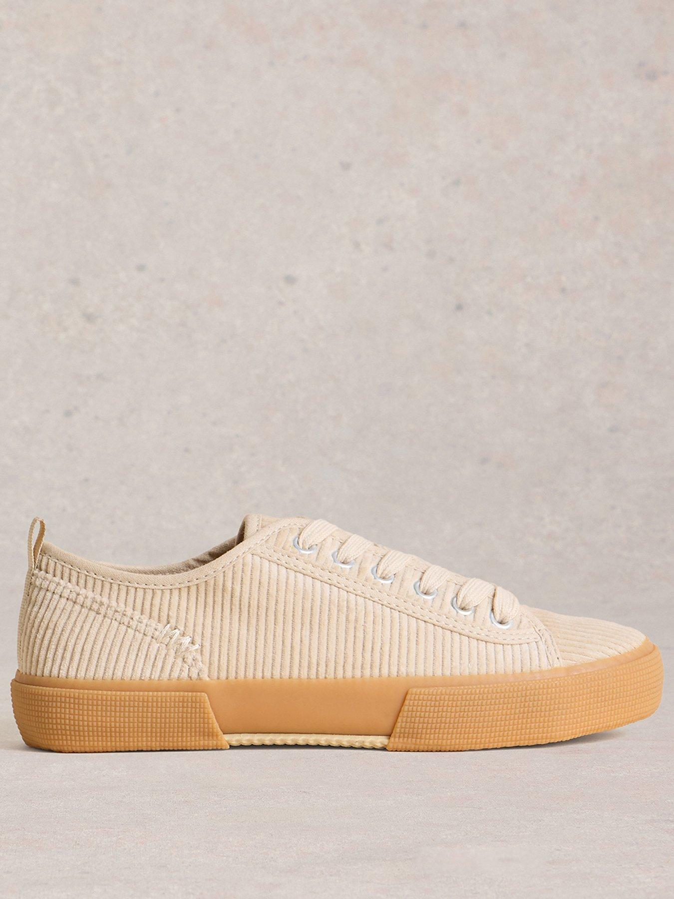 Image 1 of 4 of White Stuff Pippa Cord Lace Up Trainer - Beige