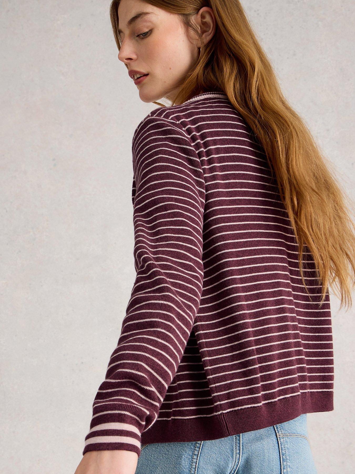 Image 2 of 6 of White Stuff Charlotte Stripe Cardigan - Purple