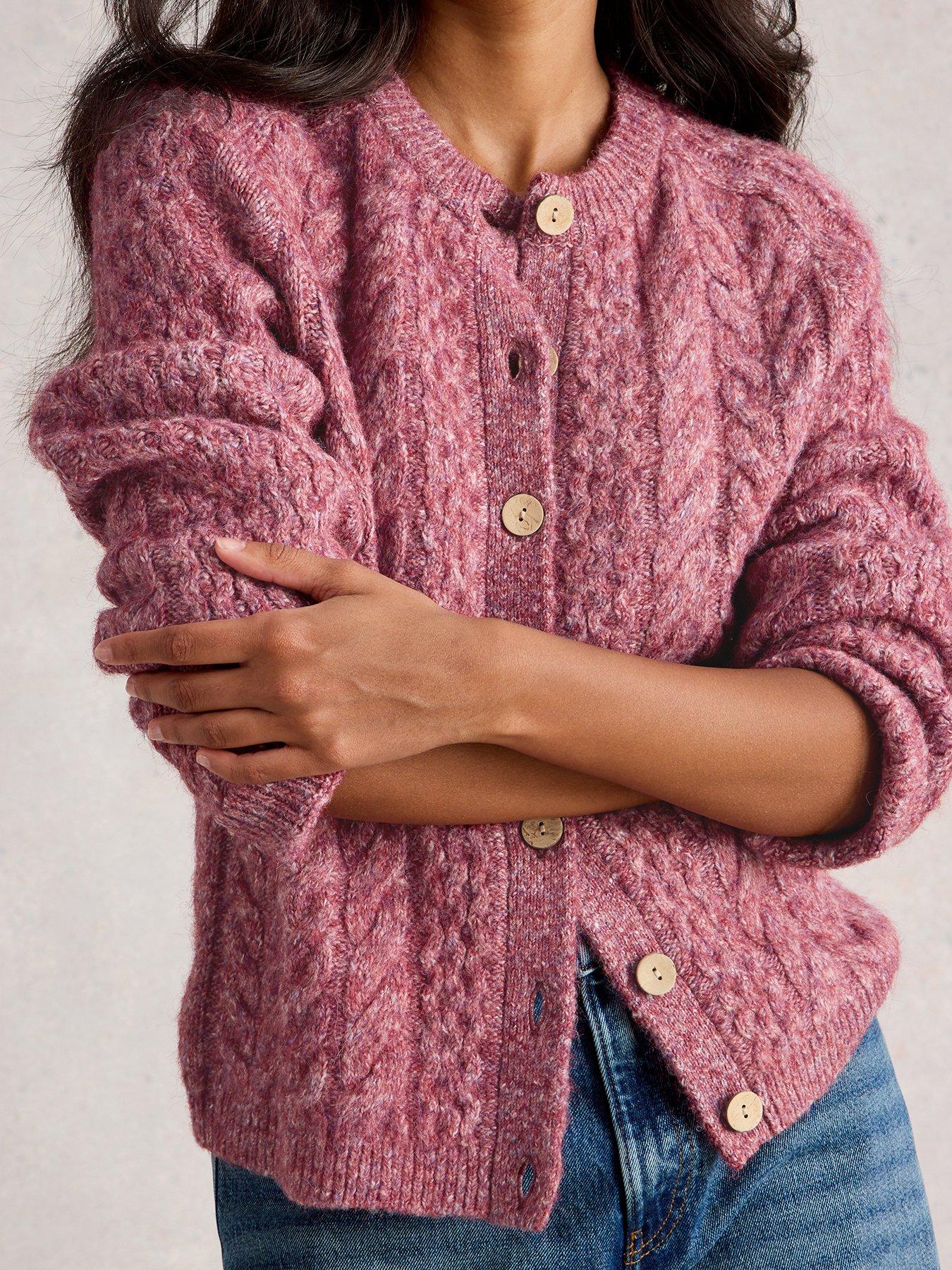 undefined Carly Cable Cardigan - Pink