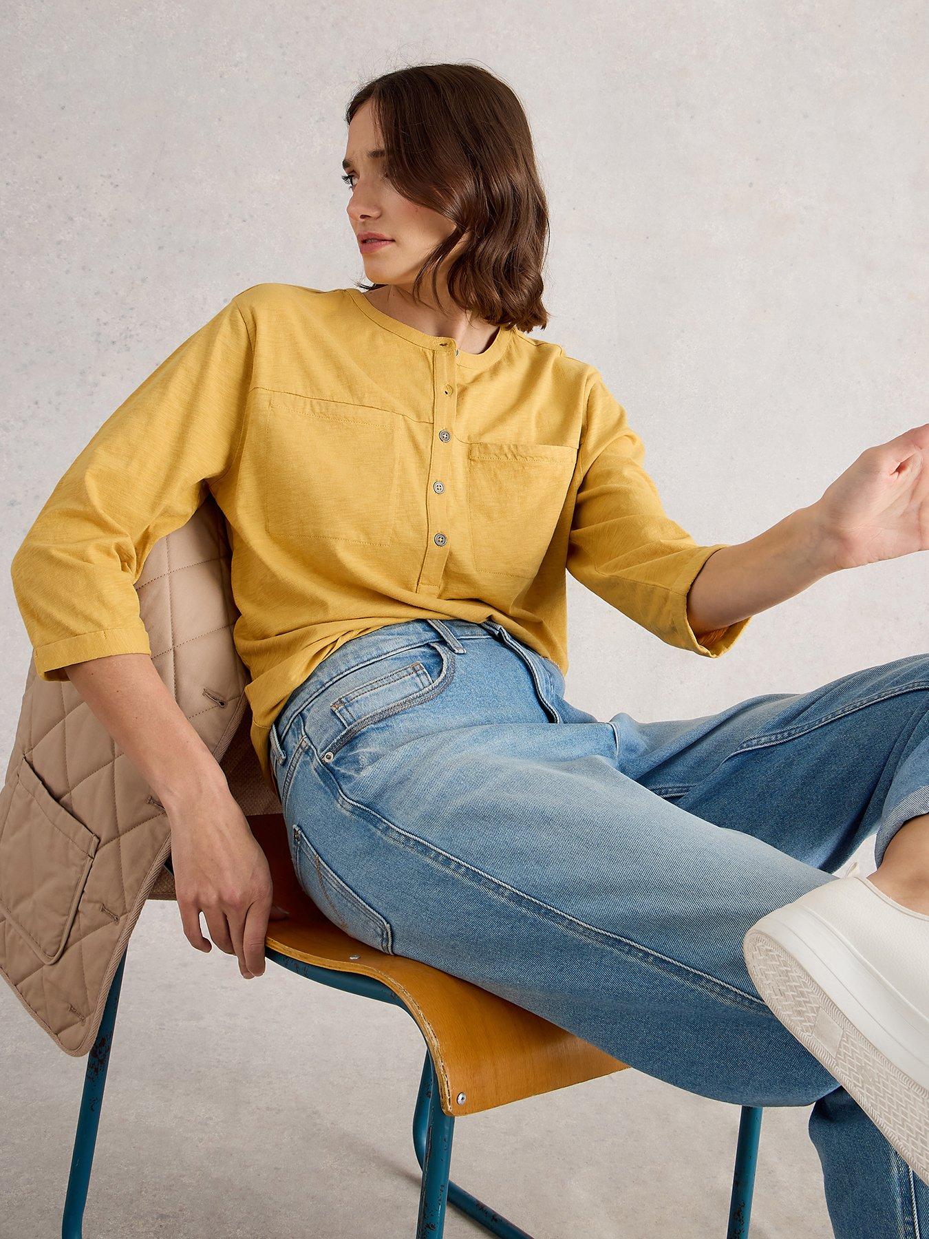 undefined Beth 3/4 Sleeve Shirt - Yellow