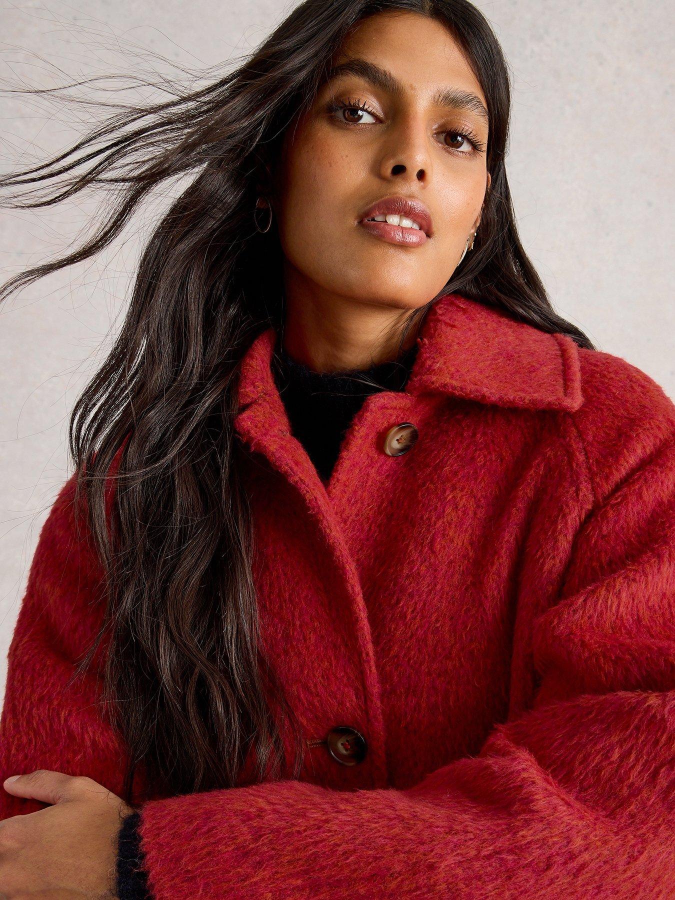 Image 4 of 6 of White Stuff Kelsey Wool Blend Coat - Red