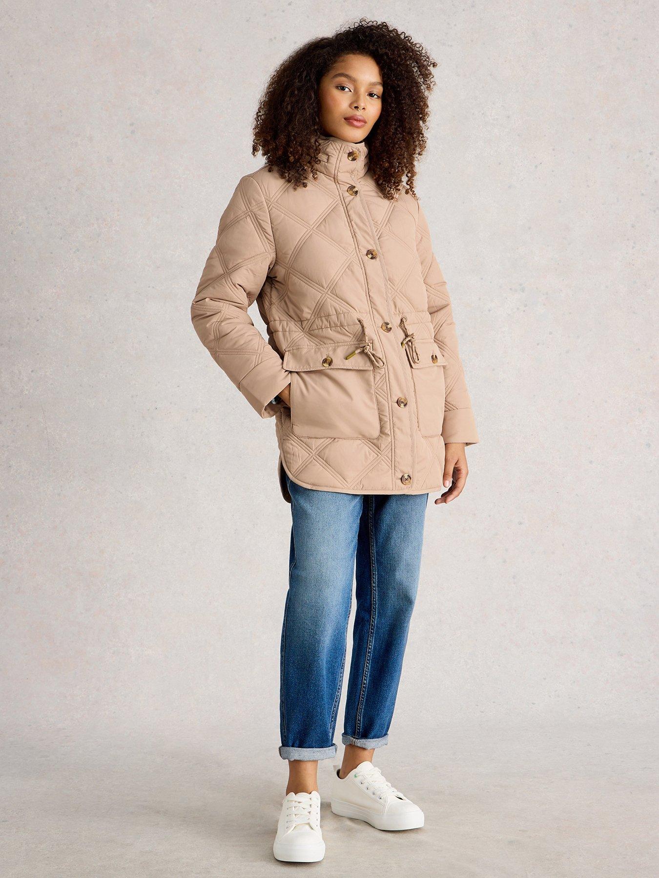 Image 1 of 6 of White Stuff Edie Quilted Coat - Beige