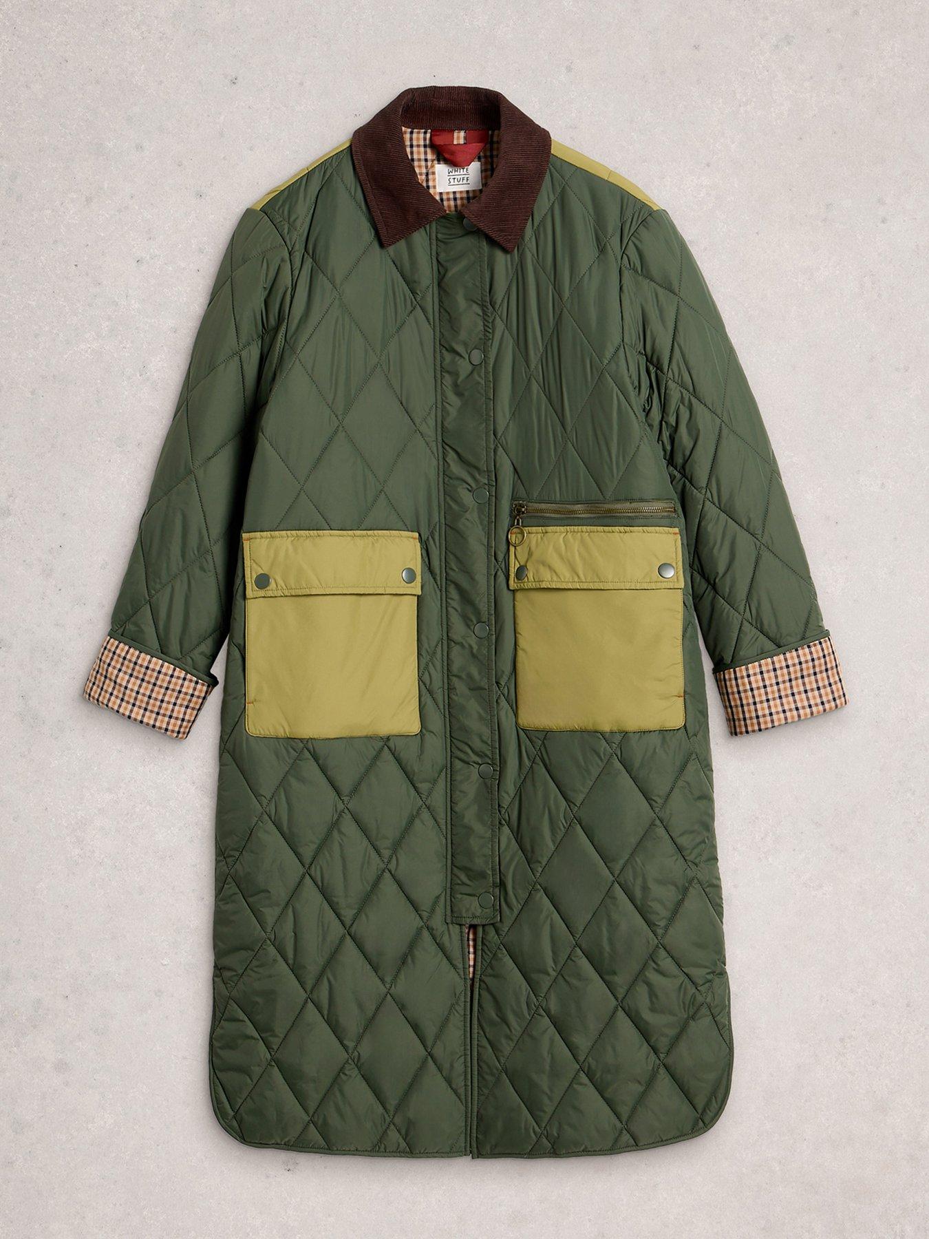  image of white-stuff-stella-longline-quilted-coat-green