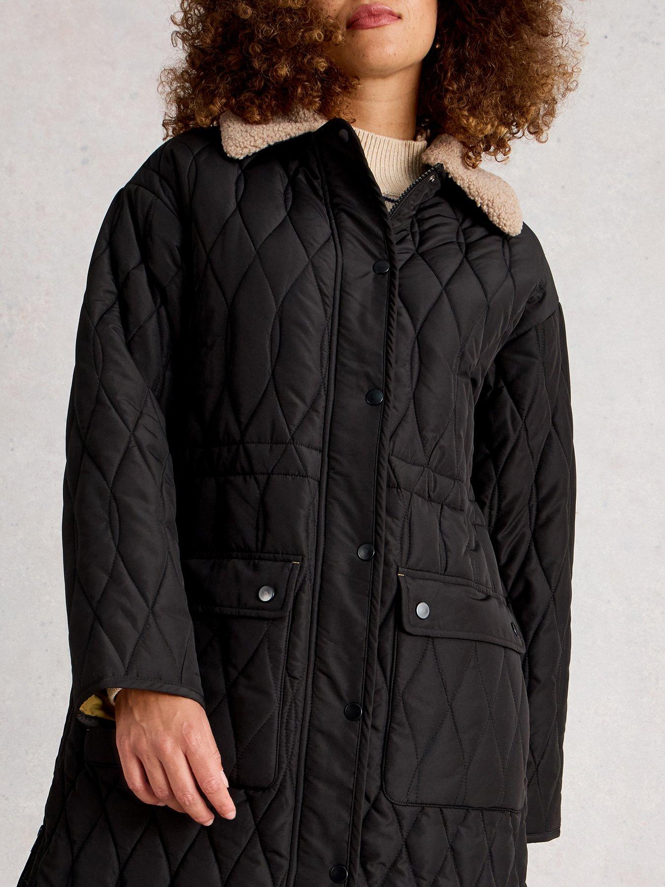 Image 4 of 6 of White Stuff Nolan Quilted Coat - Black