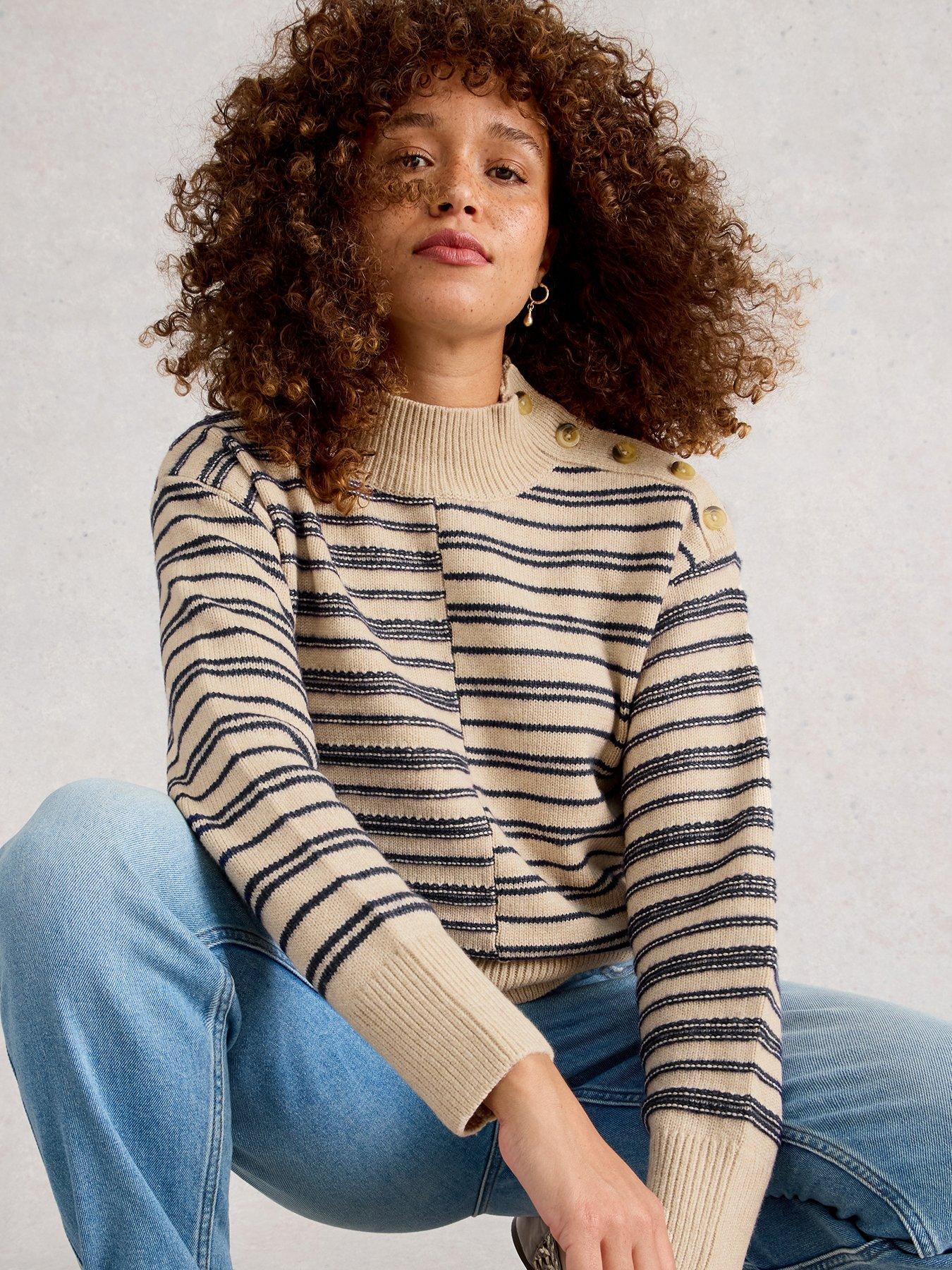 undefined Mix Stripe Jumper - Beige
