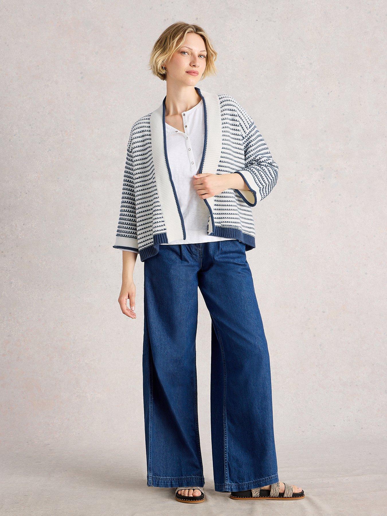 Image 3 of 6 of White Stuff Crochet Relaxed Cardigan - Blue