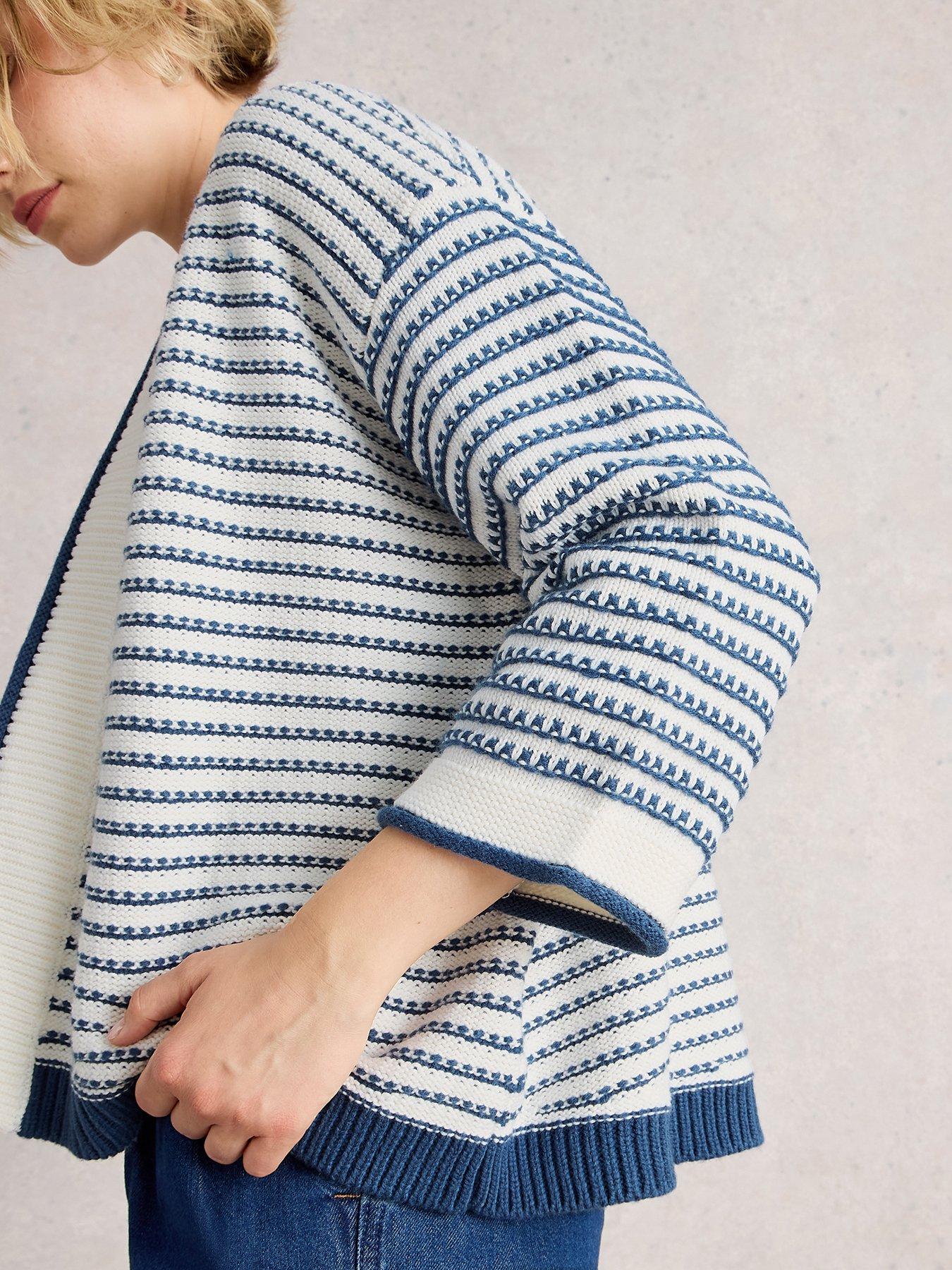 Image 4 of 6 of White Stuff Crochet Relaxed Cardigan - Blue
