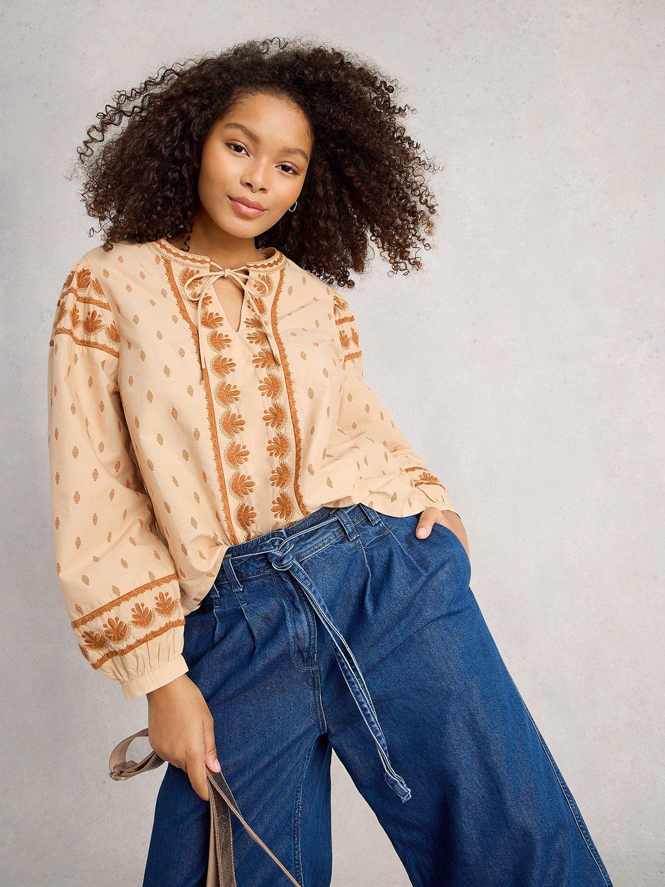 Image 1 of 6 of White Stuff Lila Embroidered Top - White