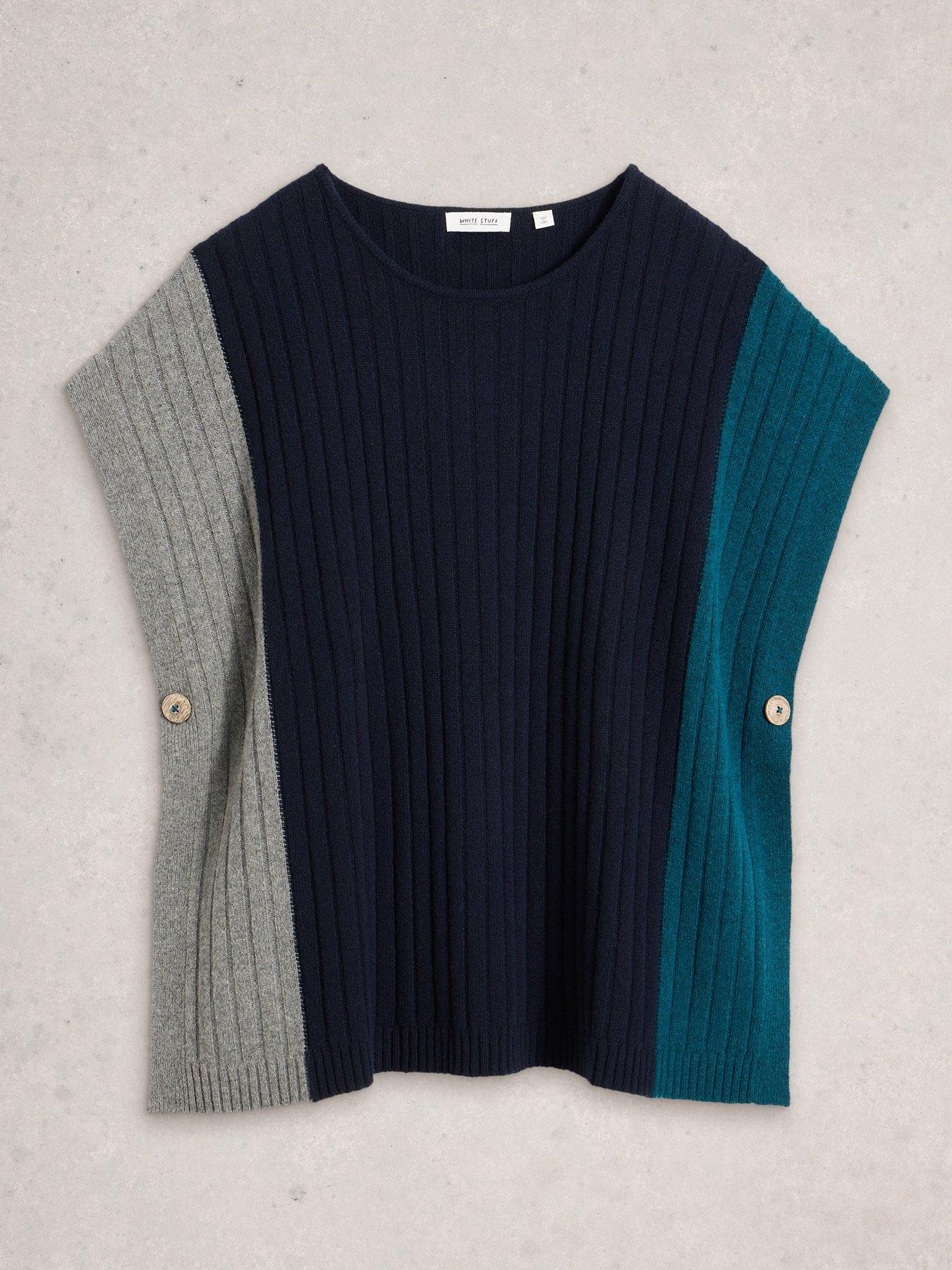 Image 4 of 5 of White Stuff Ava Knitted Poncho - Navy