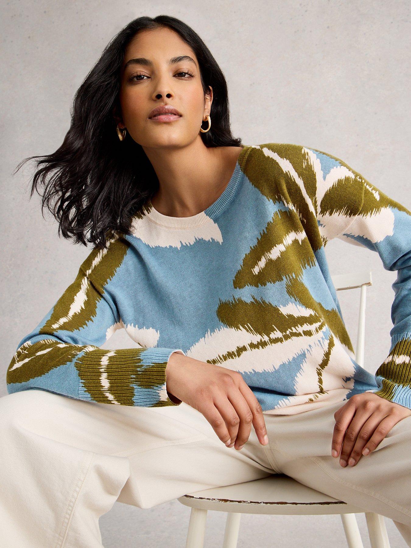 Image 1 of 6 of White Stuff Olive Print Jumper - Blue