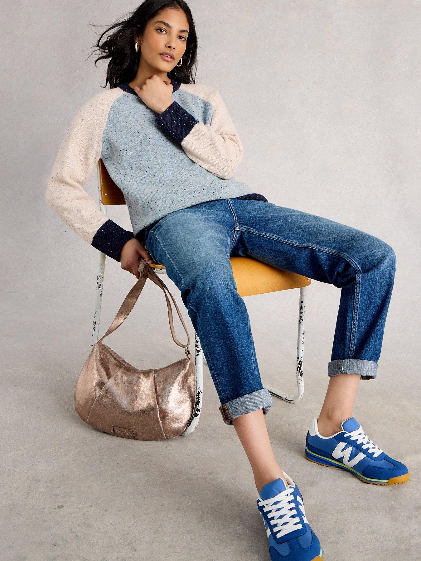 Image 4 of 6 of White Stuff Colour Block Nep Jumper - Blue