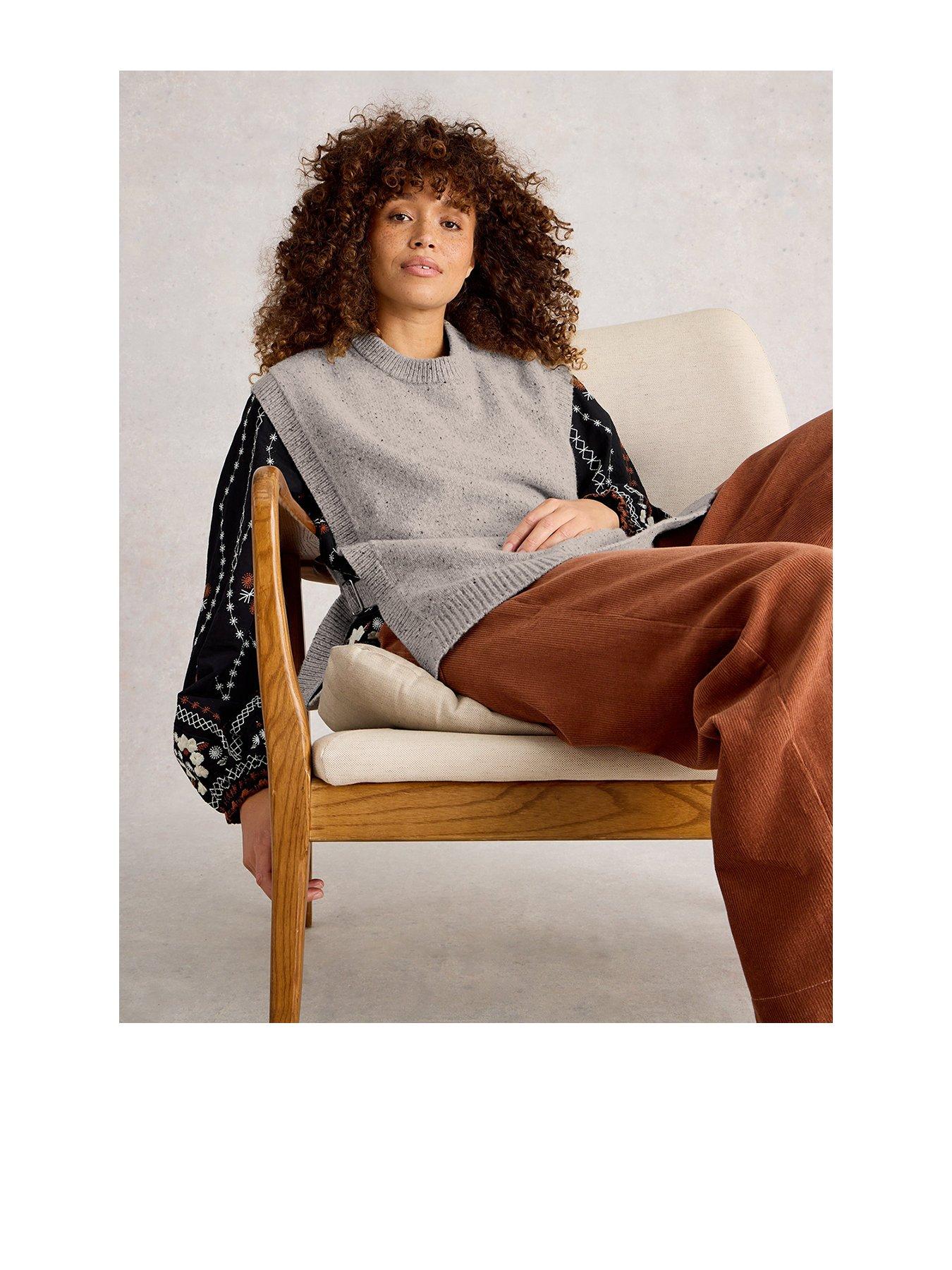 Image 1 of 5 of White Stuff Tanya Tabard Poncho - Grey