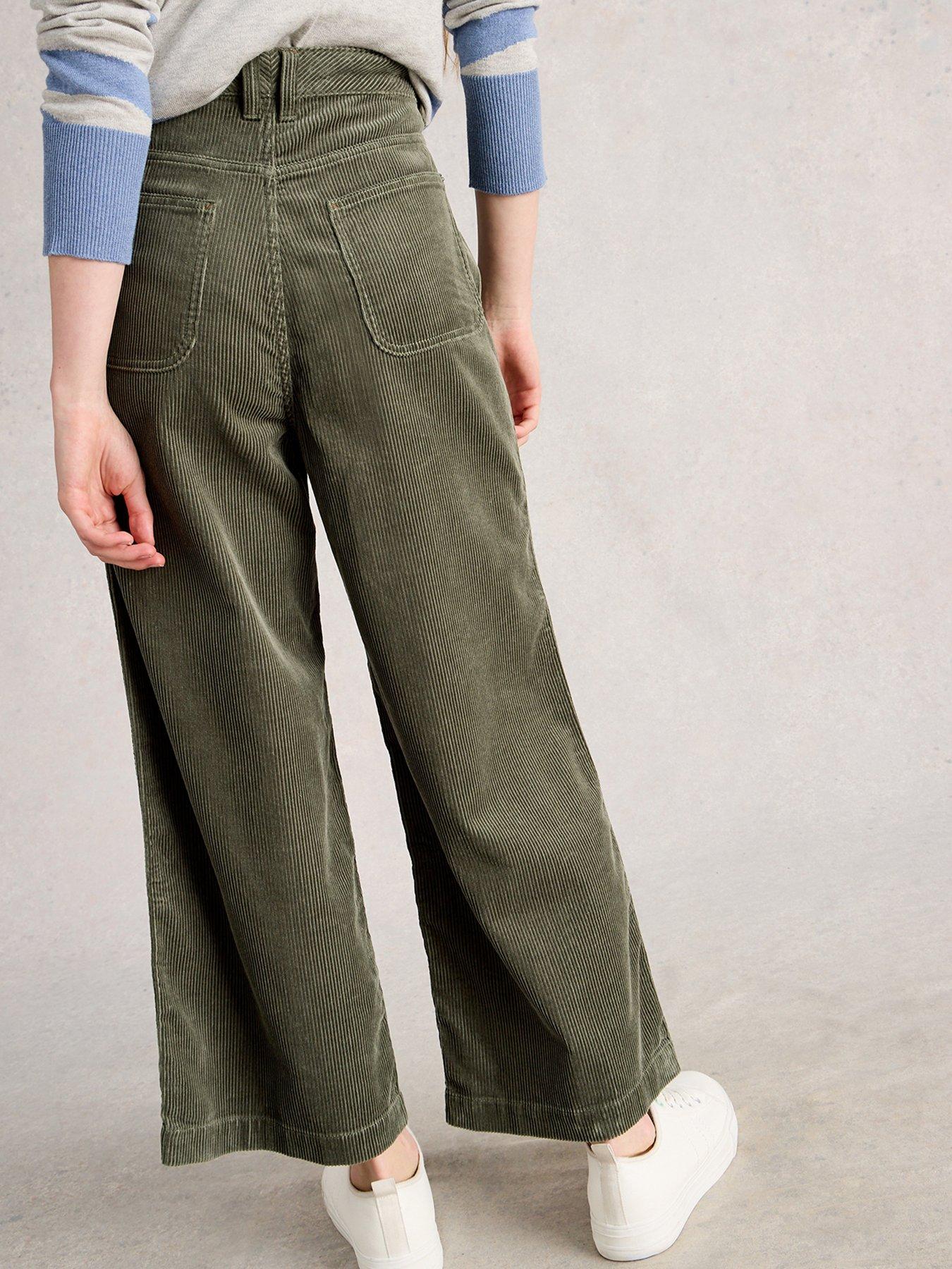 Image 2 of 6 of White Stuff Tia Cord Wide Leg Crop - Green