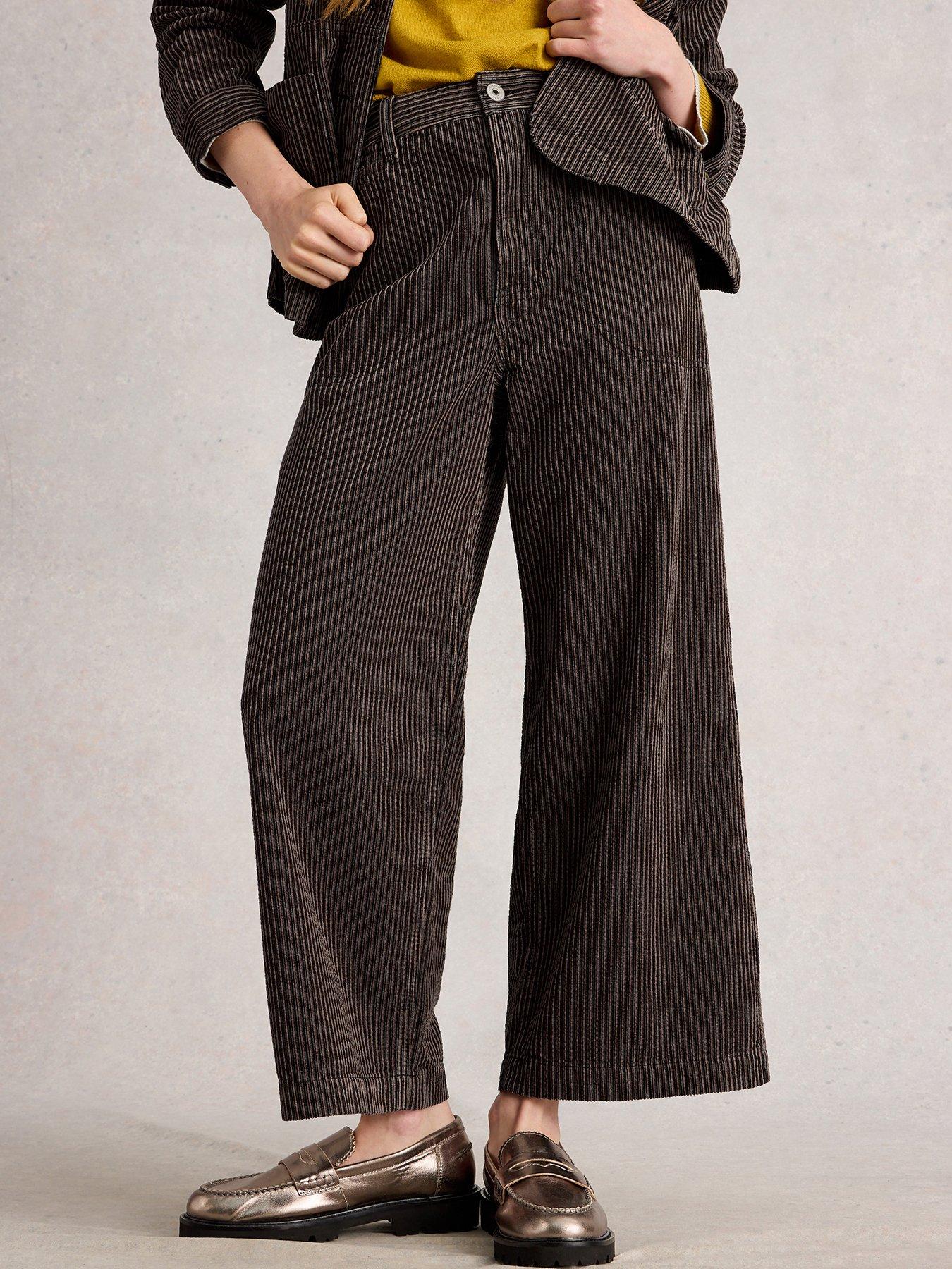 undefined Tia Cord Wide Leg Crop - Black