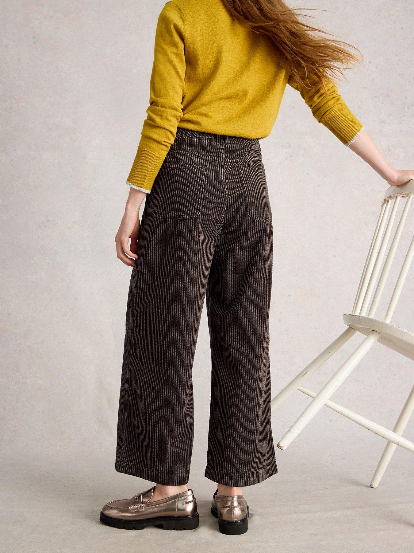 Image 2 of 6 of White Stuff Tia Cord Wide Leg Crop - Black