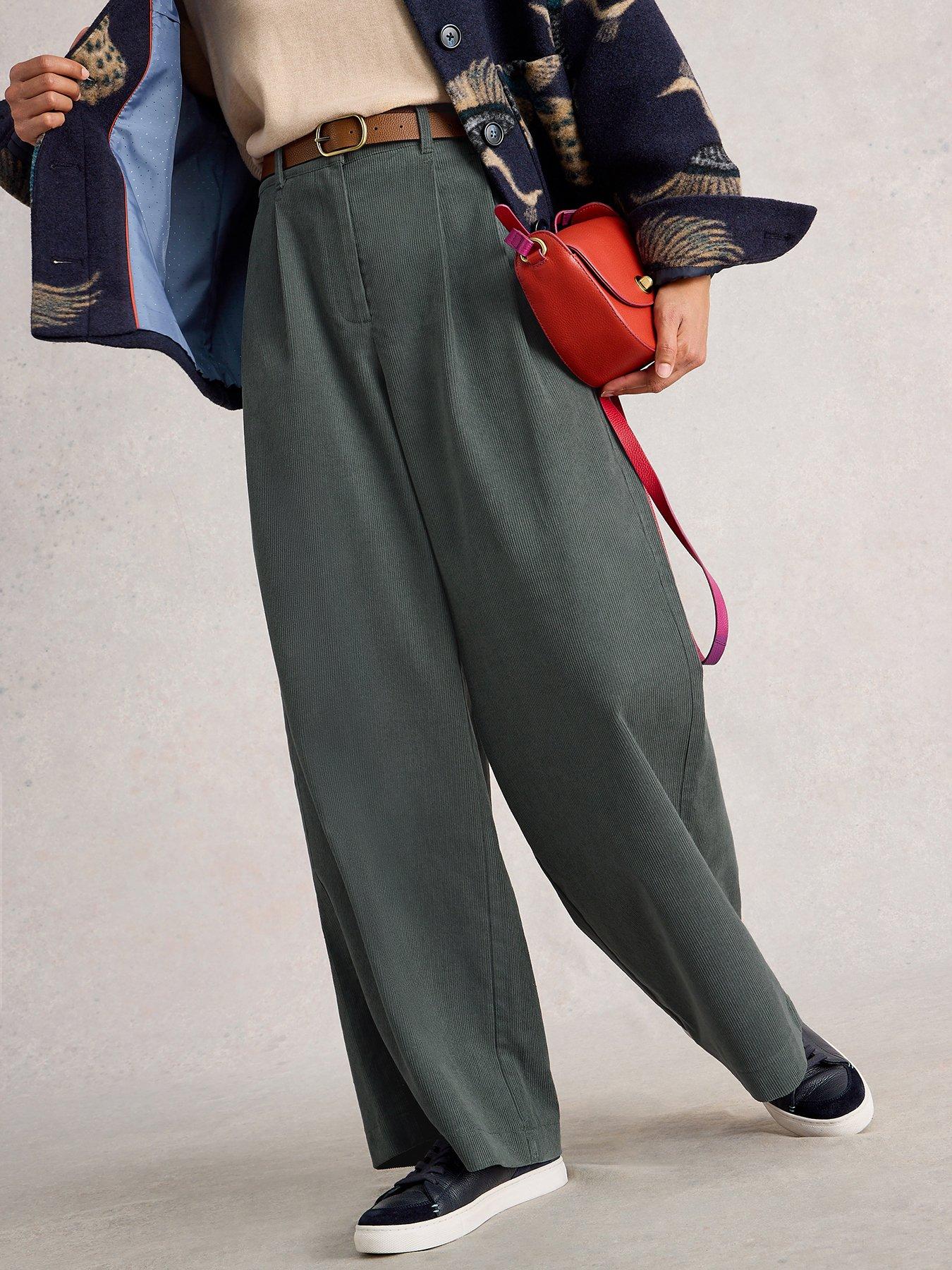 Image 1 of 6 of White Stuff Sasha Cord Wide Leg Trouser - Green