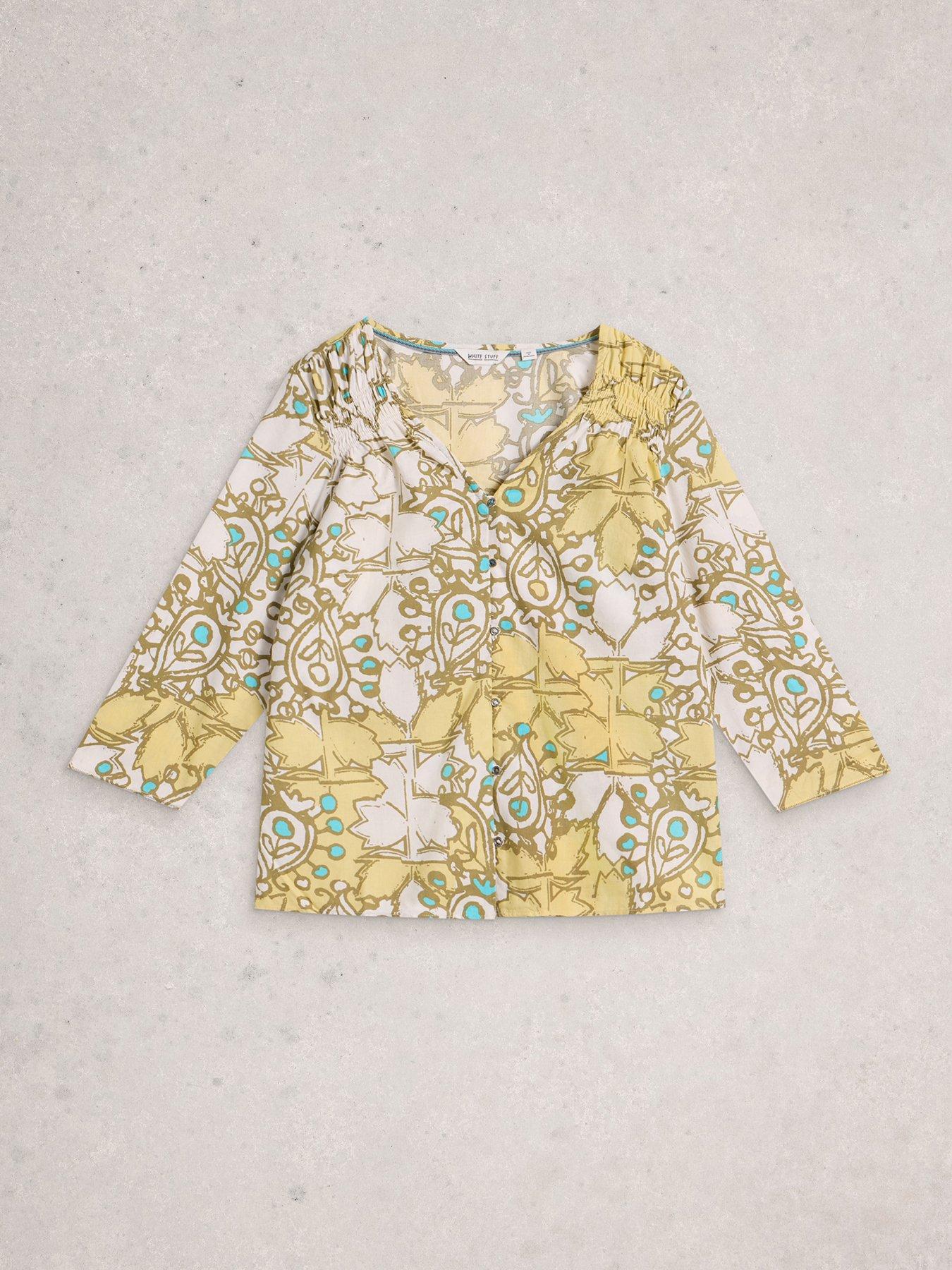  image of white-stuff-rae-cotton-top-yellow