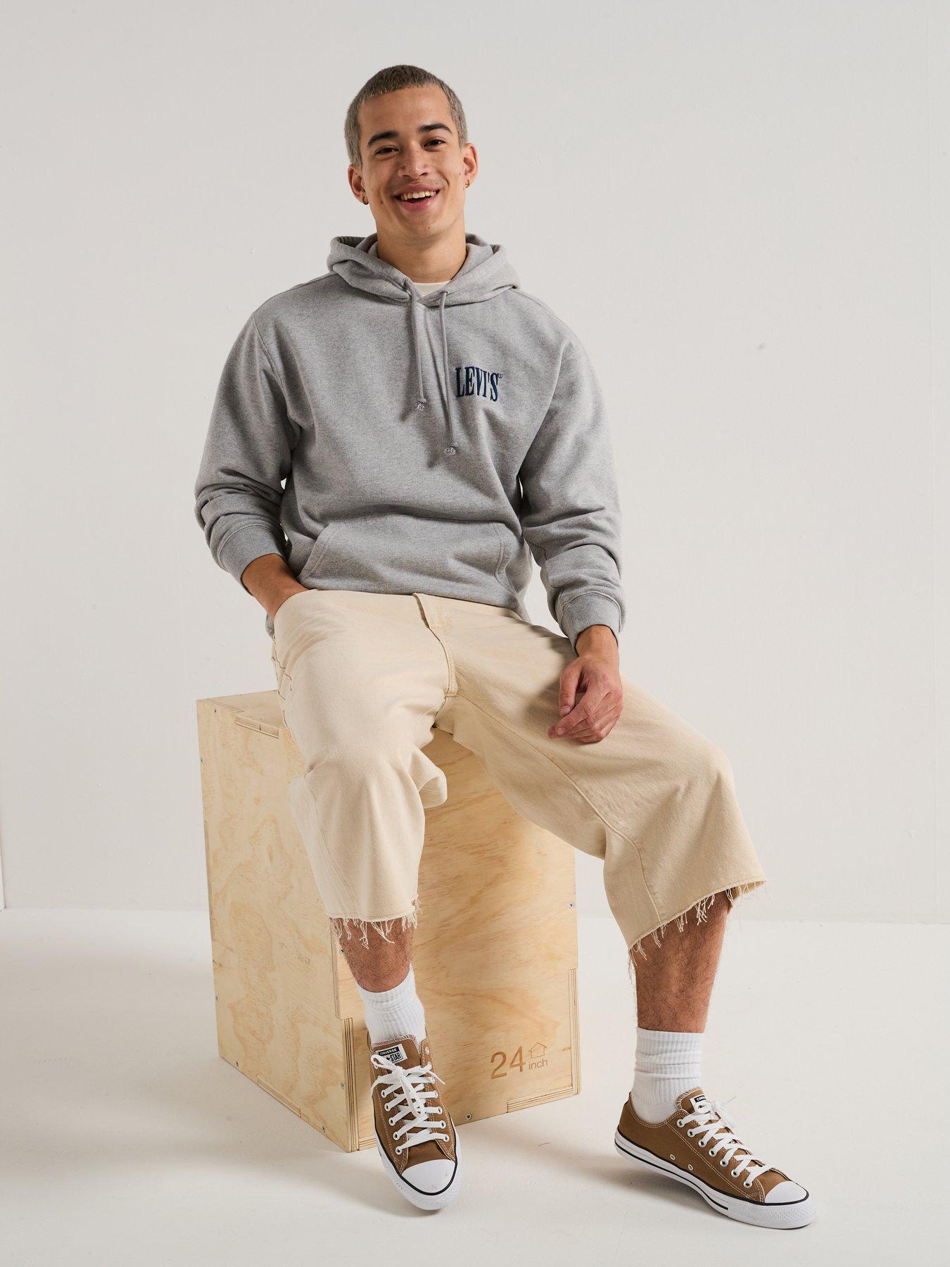  image of levis-relaxed-back-graphic-fleece-logo-hoodie-grey