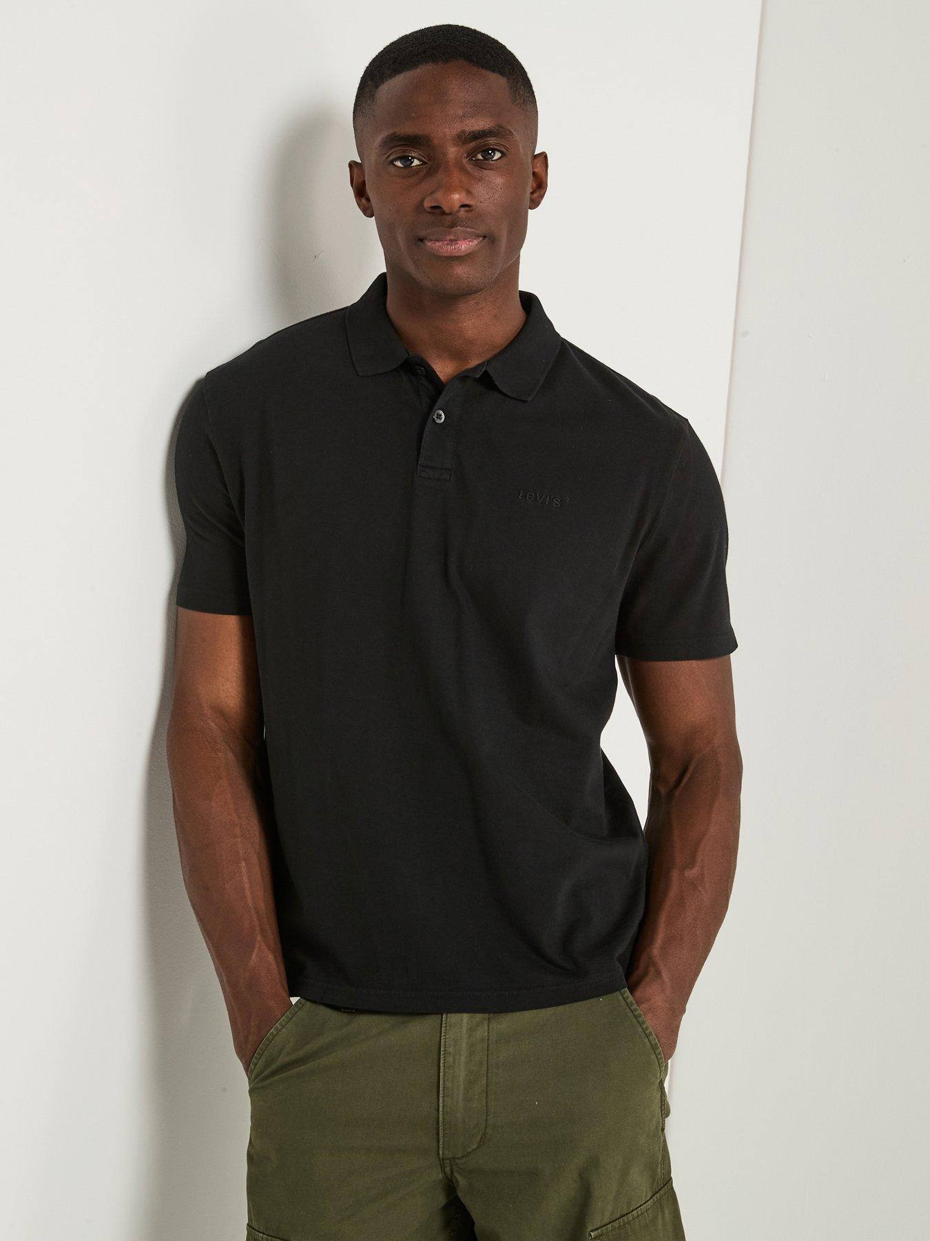 Image 1 of 6 of Levi's Authentic Housemark Logo Short Sleeve Polo Shirt - Black