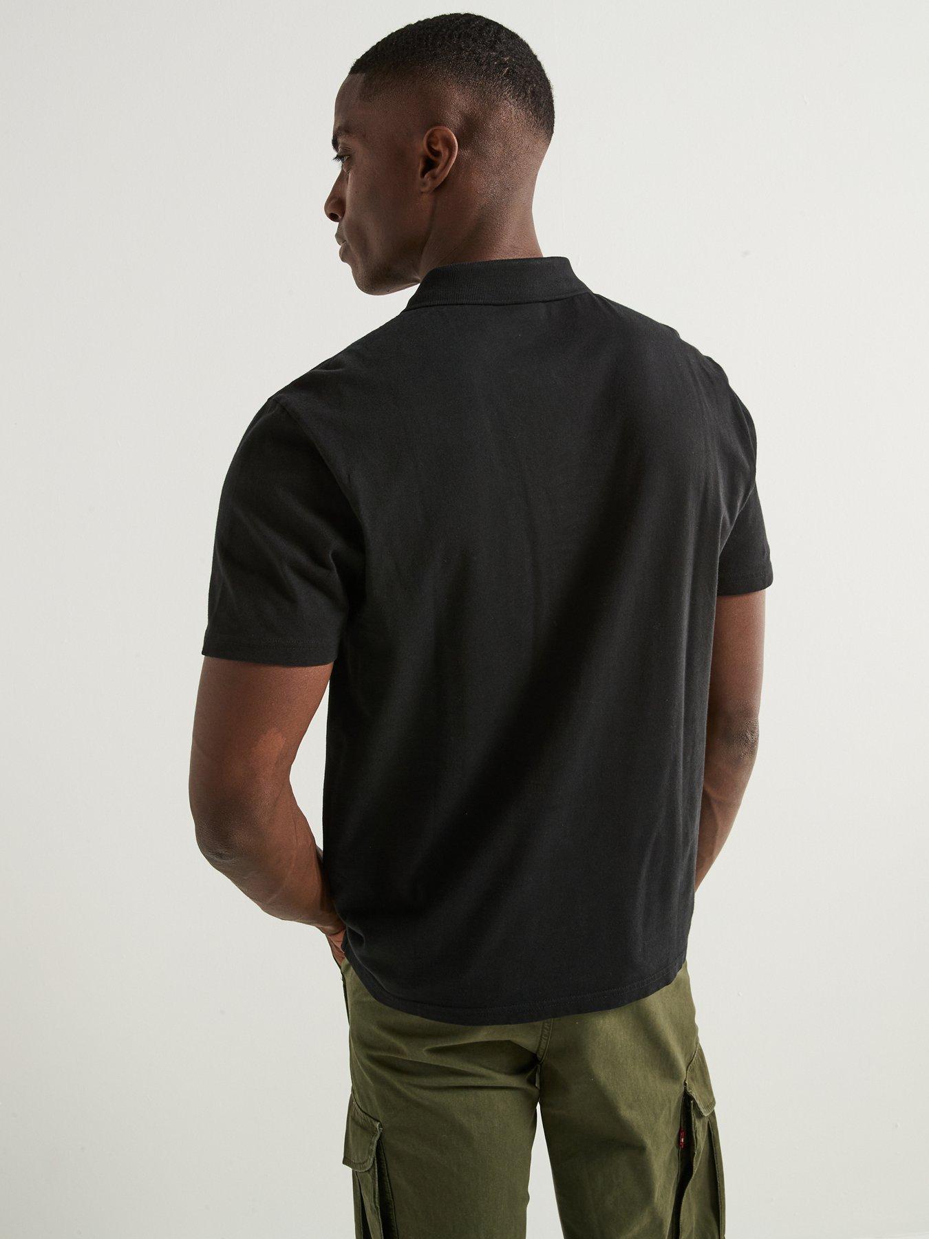 Image 2 of 6 of Levi's Authentic Housemark Logo Short Sleeve Polo Shirt - Black