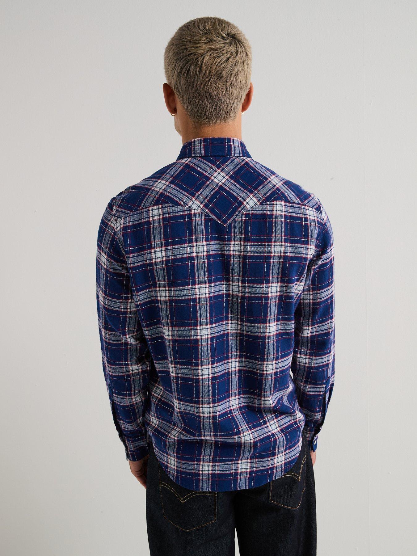 Image 2 of 6 of Levi's Levis Barstow Western Checked Button Down Shirt - Dark Blue