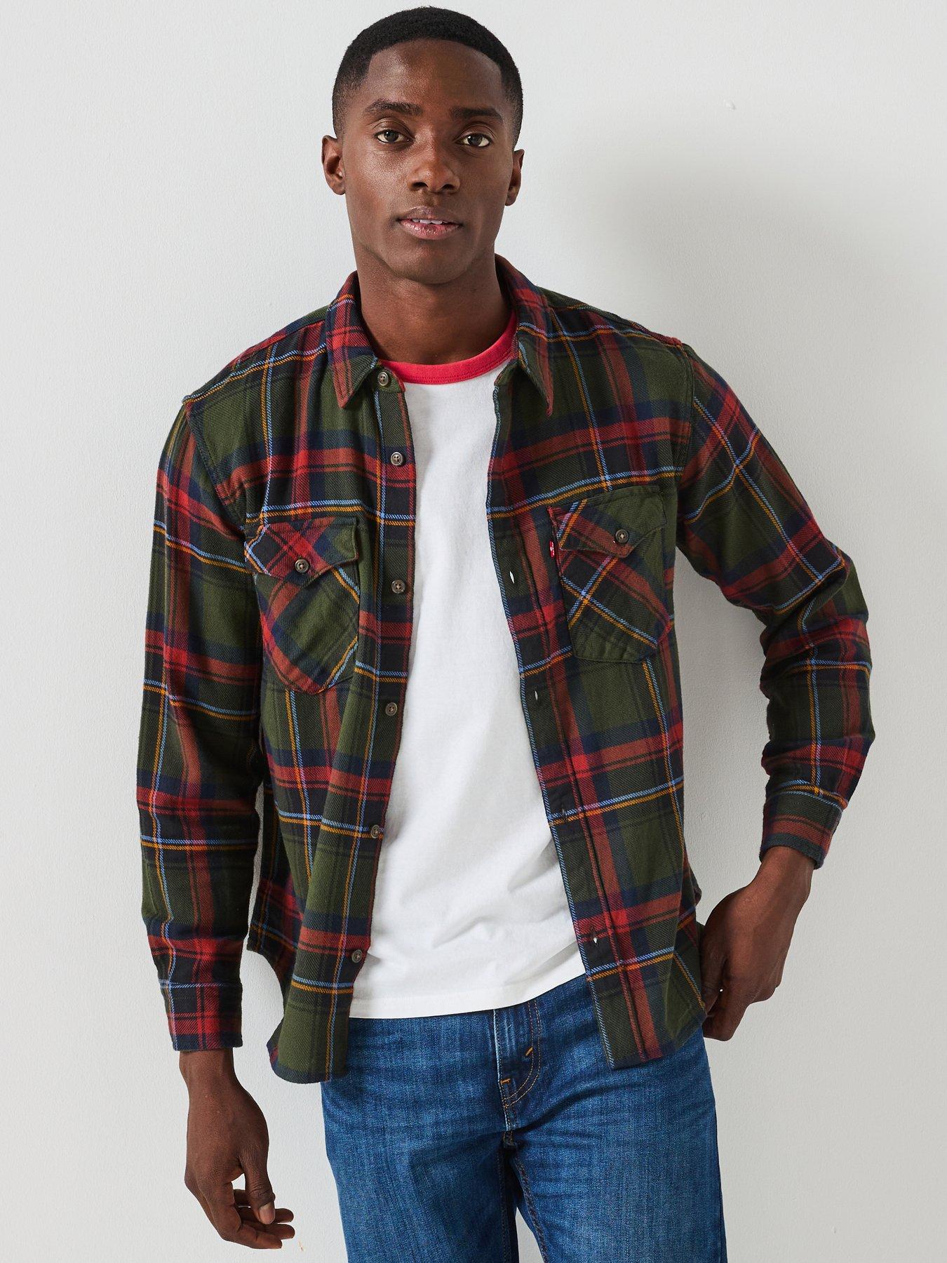 Image 1 of 6 of Levi's Relaxed Fit Western Button Down Gingham Shirt- Red