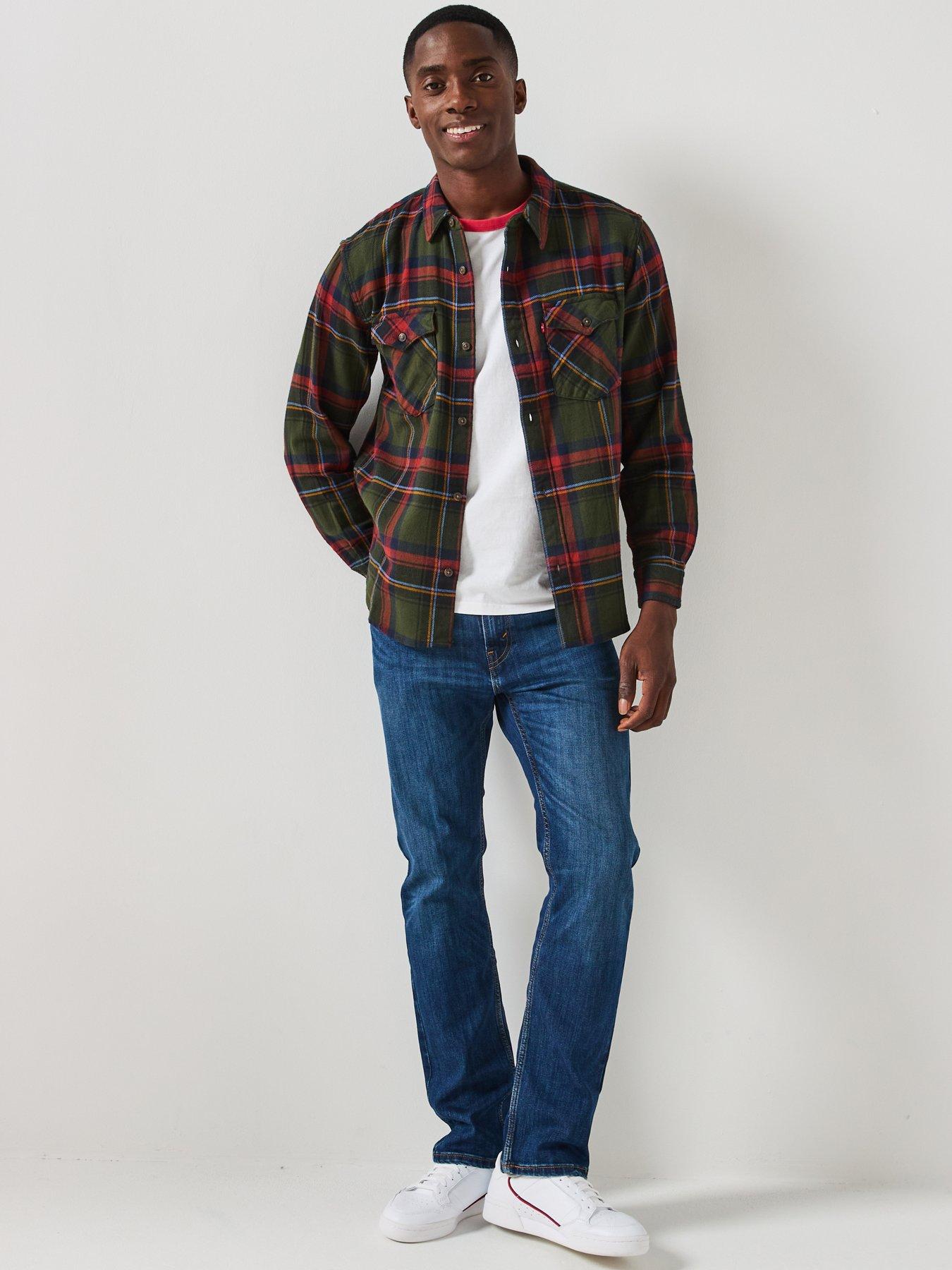  image of levis-relaxed-fit-western-button-down-gingham-shirt--red